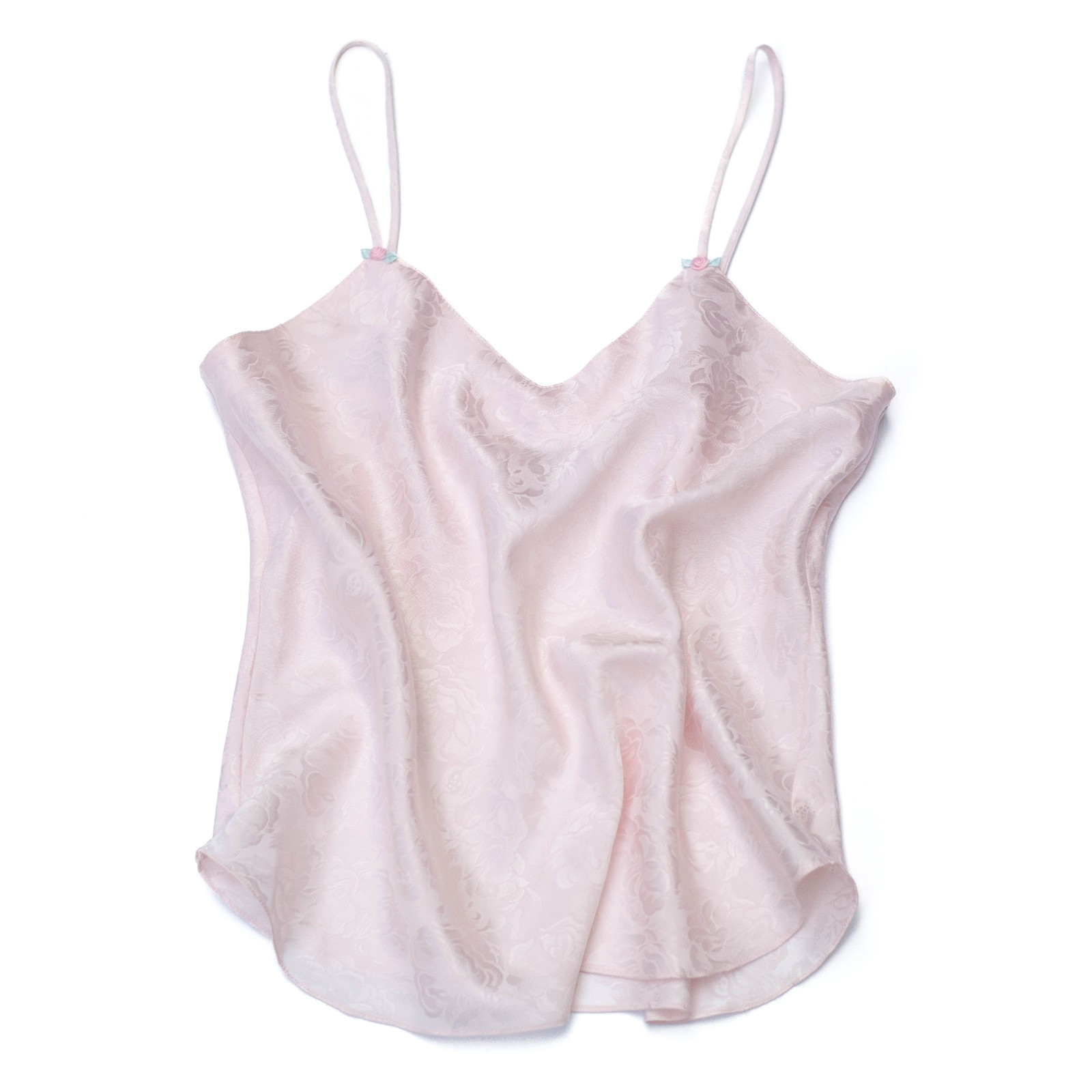 Vtg Y2K Erika Taylor Cami Top M Floral Satin Jacquard Romantic Dainty Coquette
