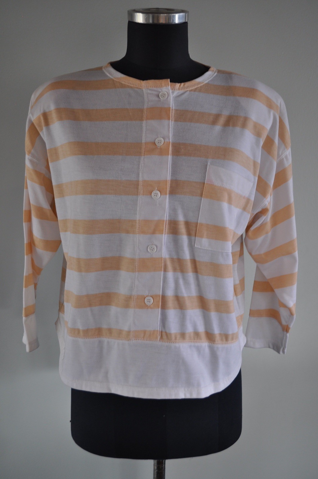 Vintage Top Women’s Stefano Peach and White Stripe Shoulder Pads 1980s