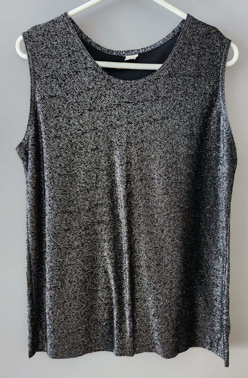 Vintage Montgomery Ward Black Silver Sparkle 3 Piece Pant Suit + Dress/Top