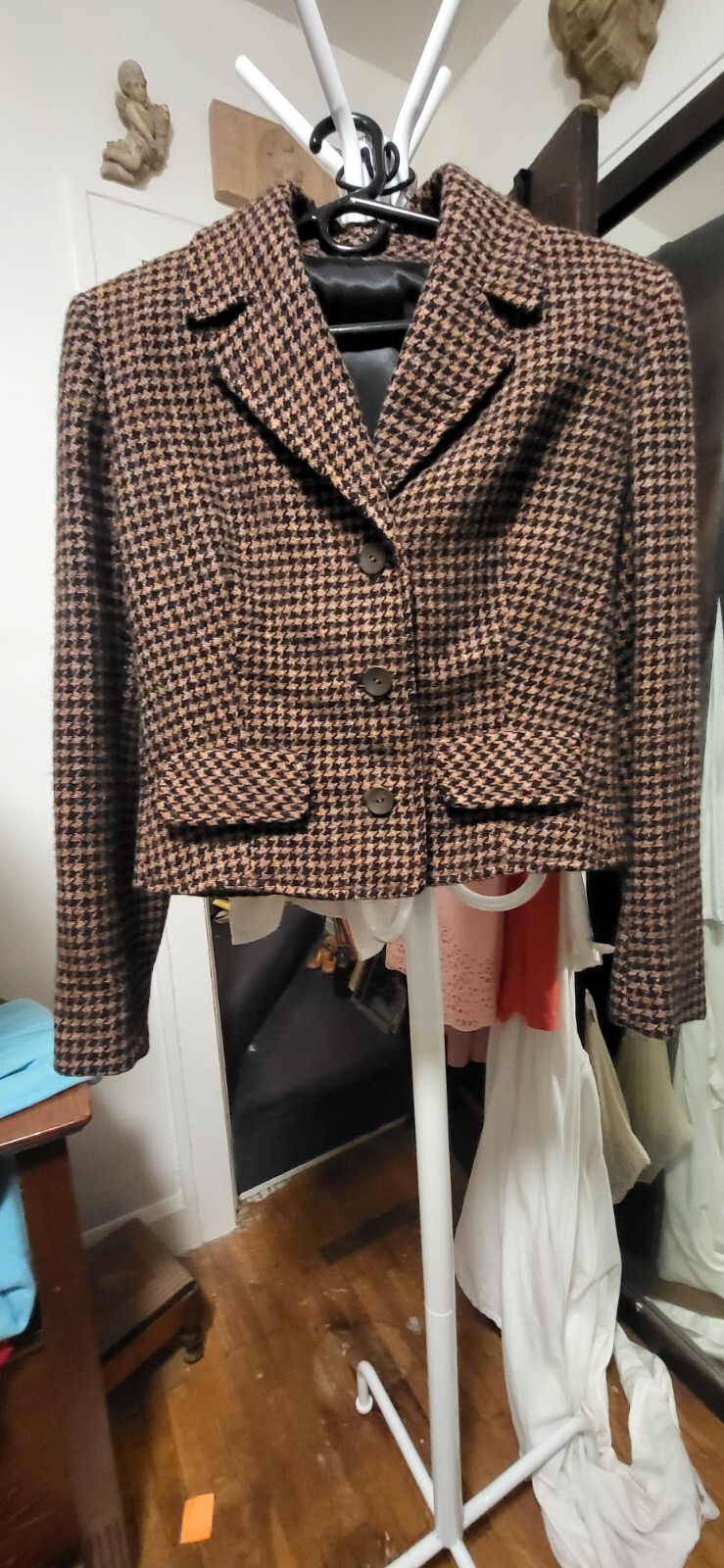 Vintage Gainsborough Irving Samuel Harris Tweed Black & Tan Houndstooth Suit