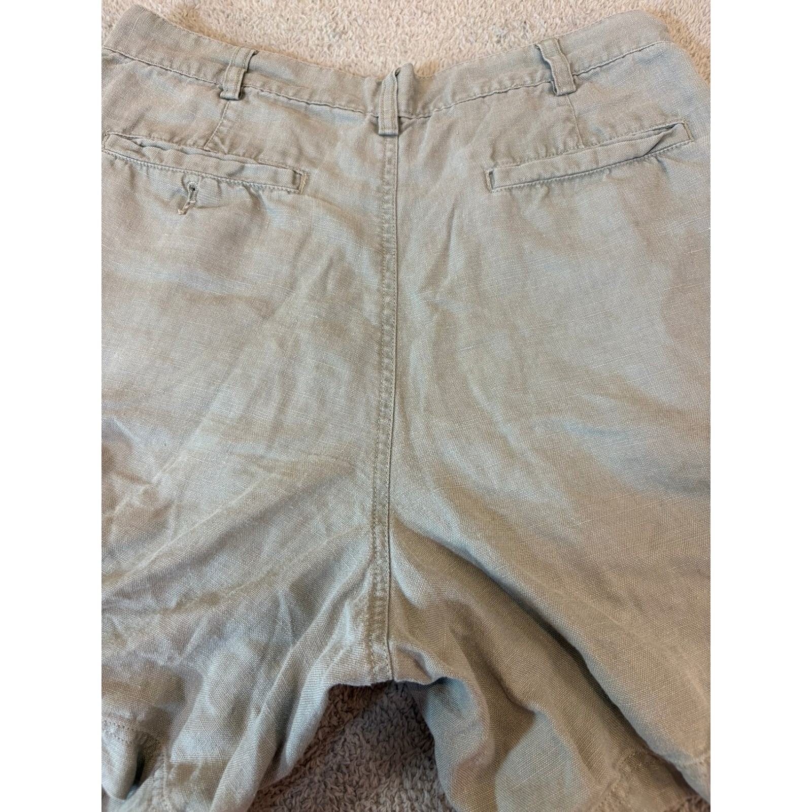Vintage J.Crew Oarsman Women 100% Linen Pleated Shorts Gray Hong Kong Preppy Ivy