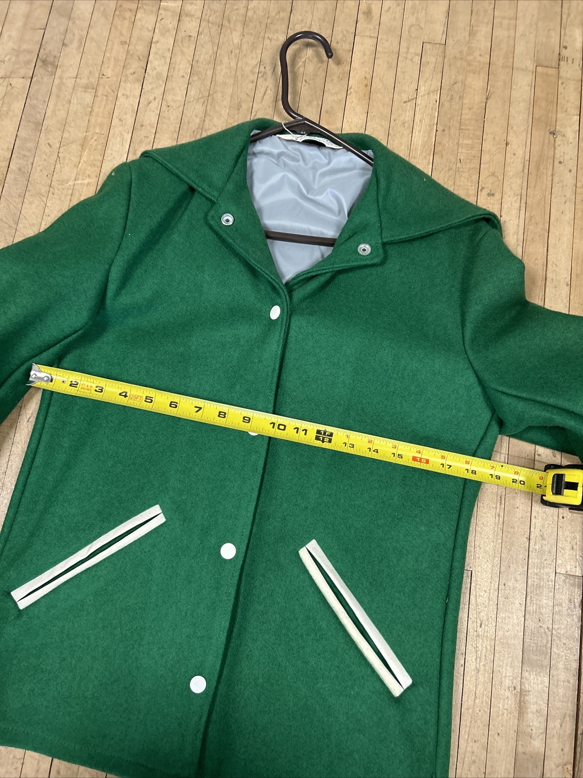 vintage Deerfoot letterman jacket ladies with hood size Small Wool USA Made