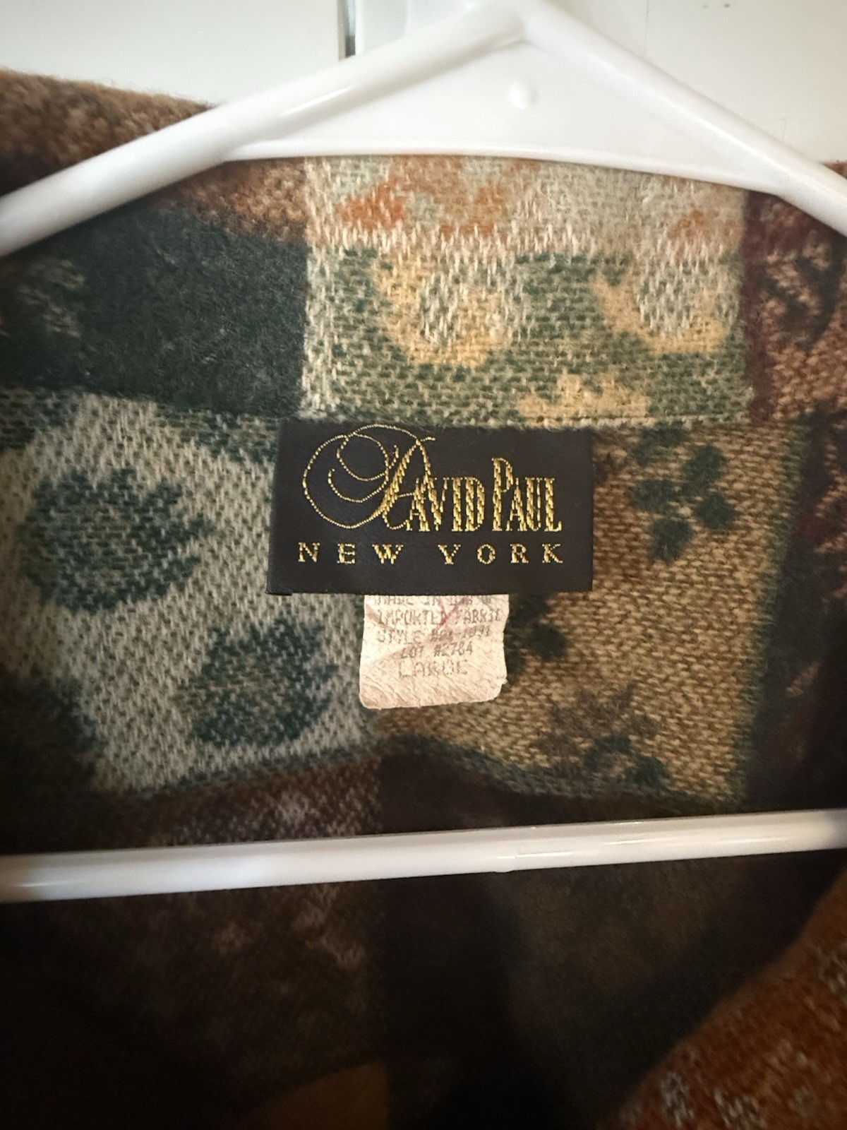 Vintage David Paul Tapestry Jacket Patchwork Floral Earth Tone Women Size L