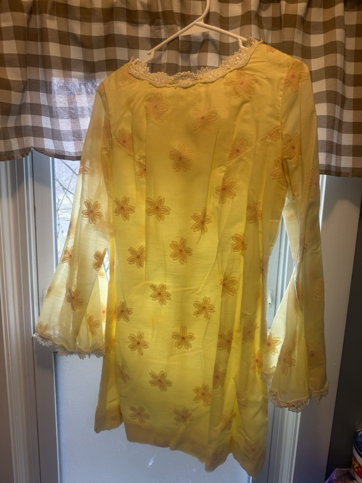 Vintage Yellow Floral Bell Sleeve Dress