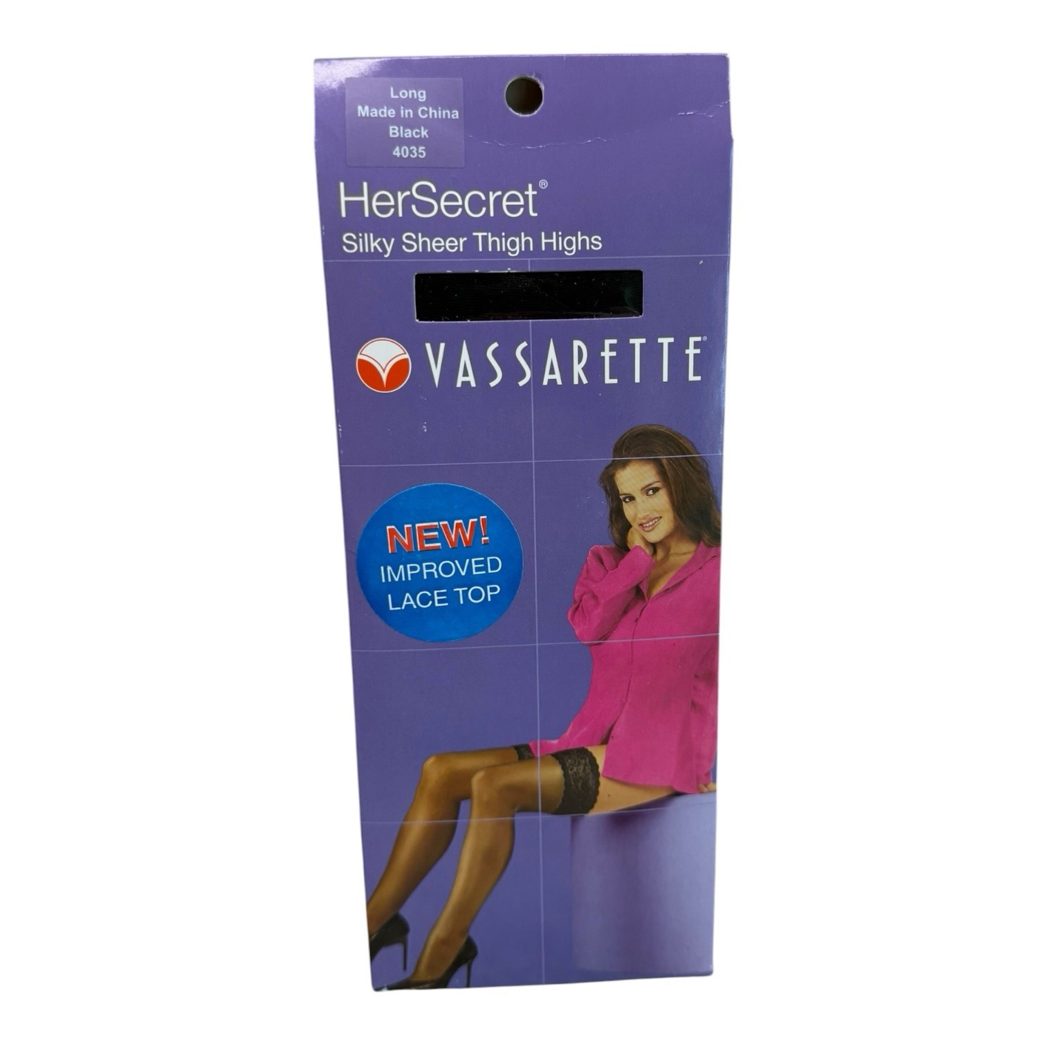 Vassarette Her Secret Silky Sheer Thigh High Stockings Size Long Black 4035 NOS