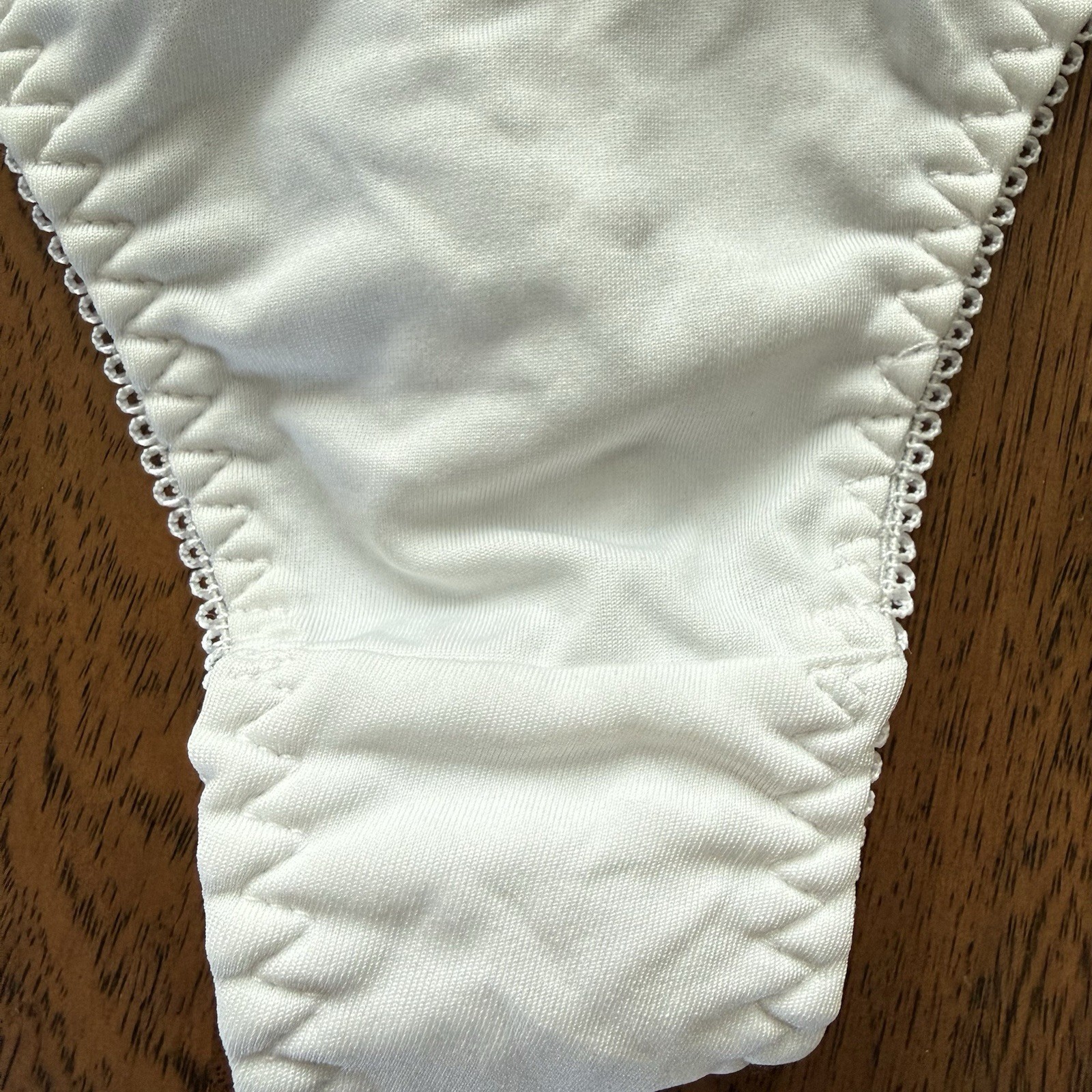 Vintage 90s Jolie Intimates Thong Panties 7 High Cut Nylon Lace Second Skin Y2K