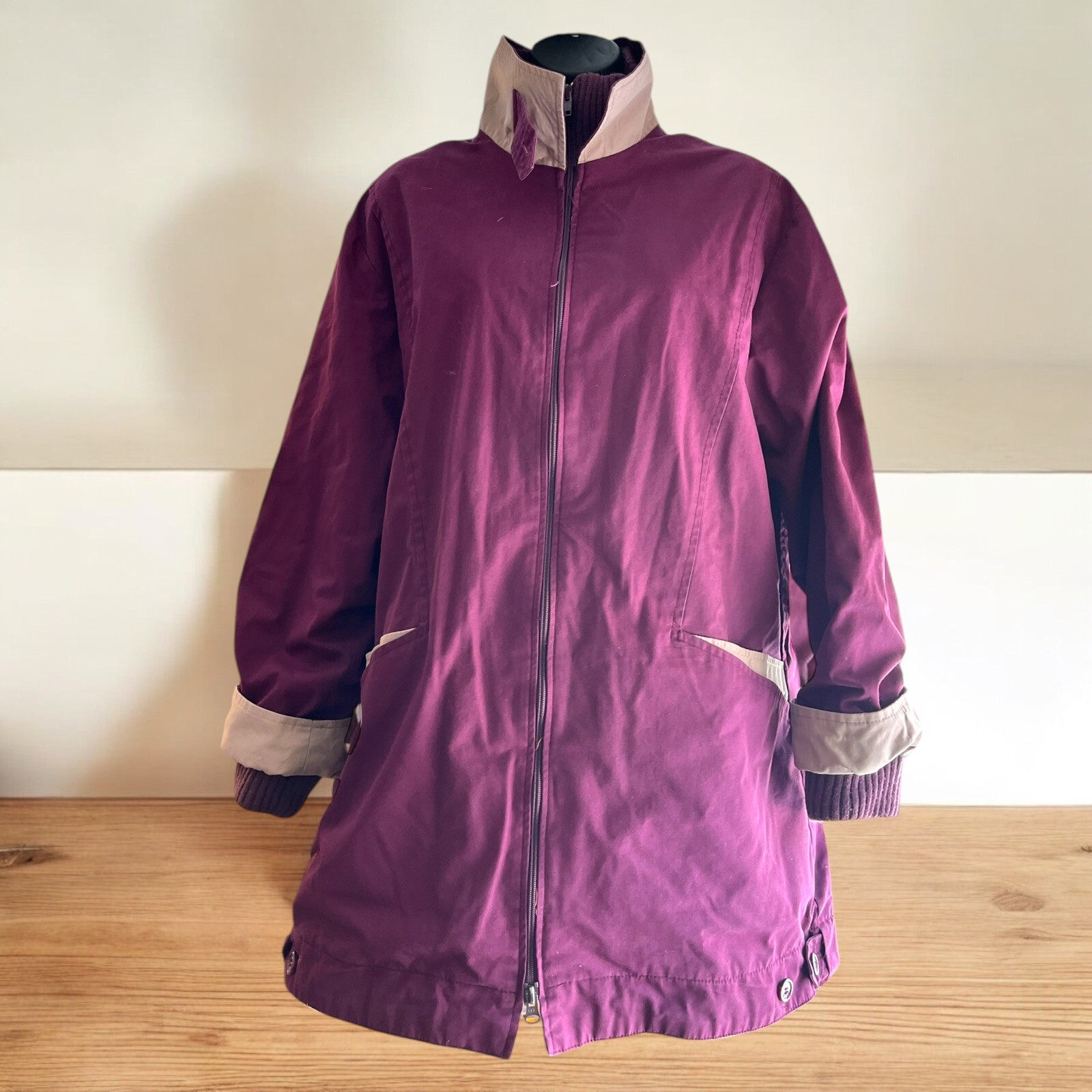 Vintage 1980s Sz Lg Foxland Zip Jacket Barn Coat Flannel Lined Purple Retro
