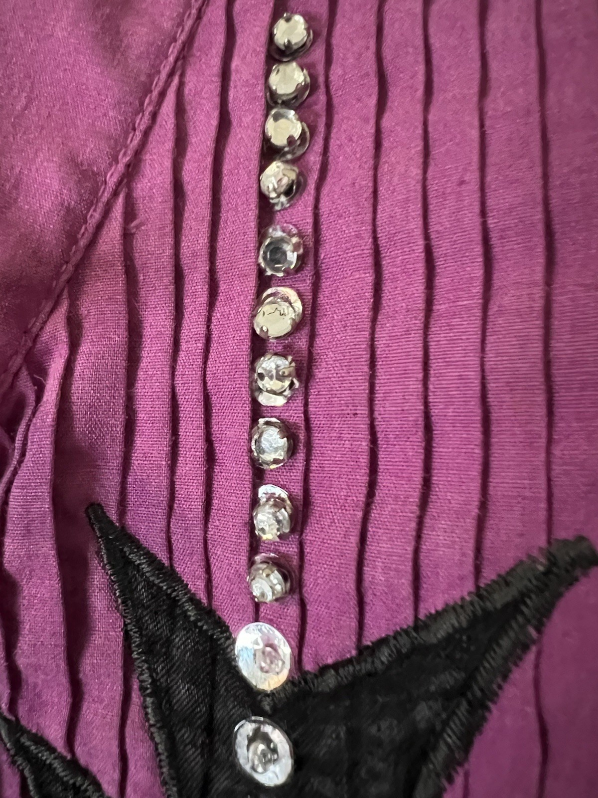 Vintage Wrangler Womens Western Shirt Sz L-XL Purple Rhinestones Crystal Aztec