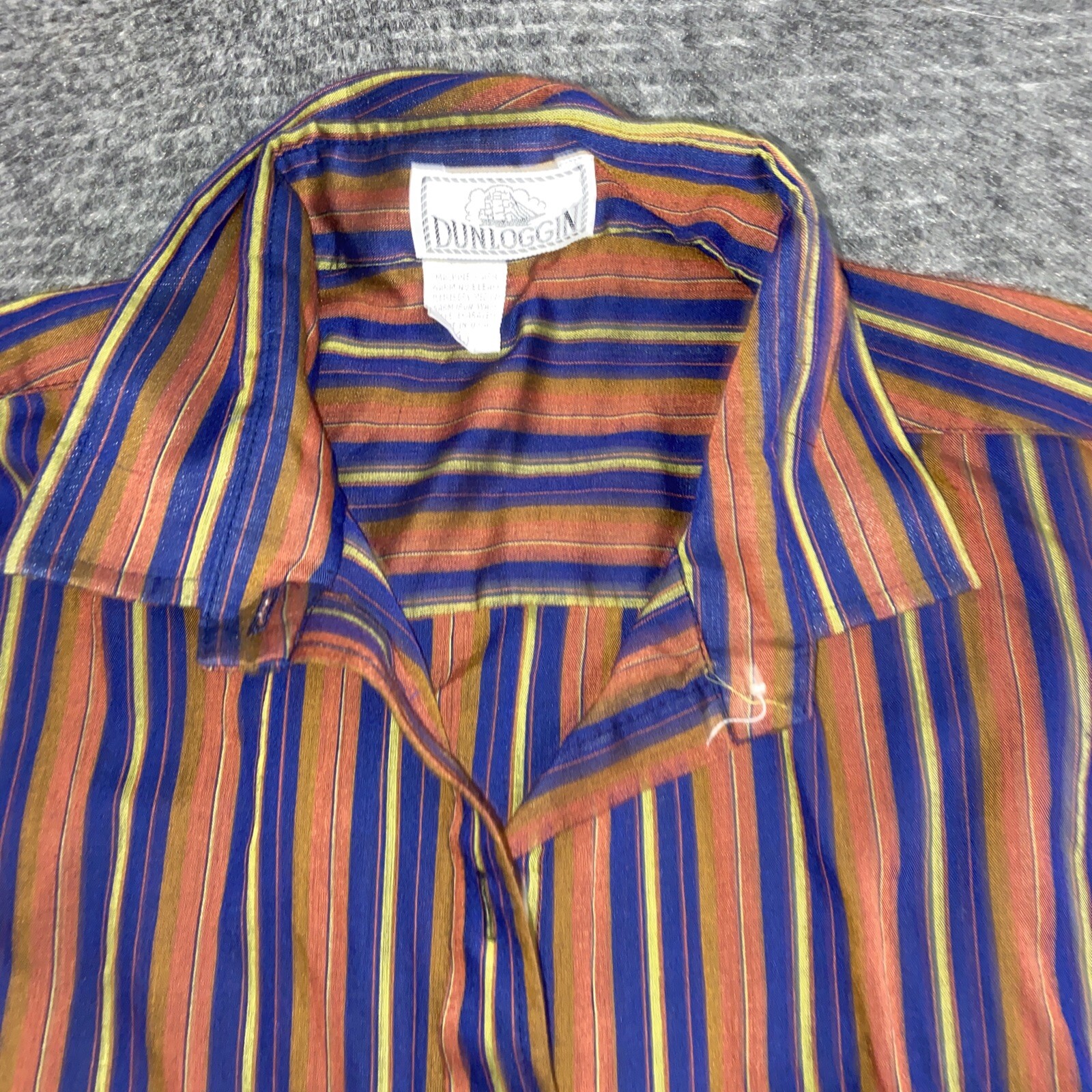Vintage Dunloggin Stripe Lightweight Women’s Large Collar Preppy Dress Shirt