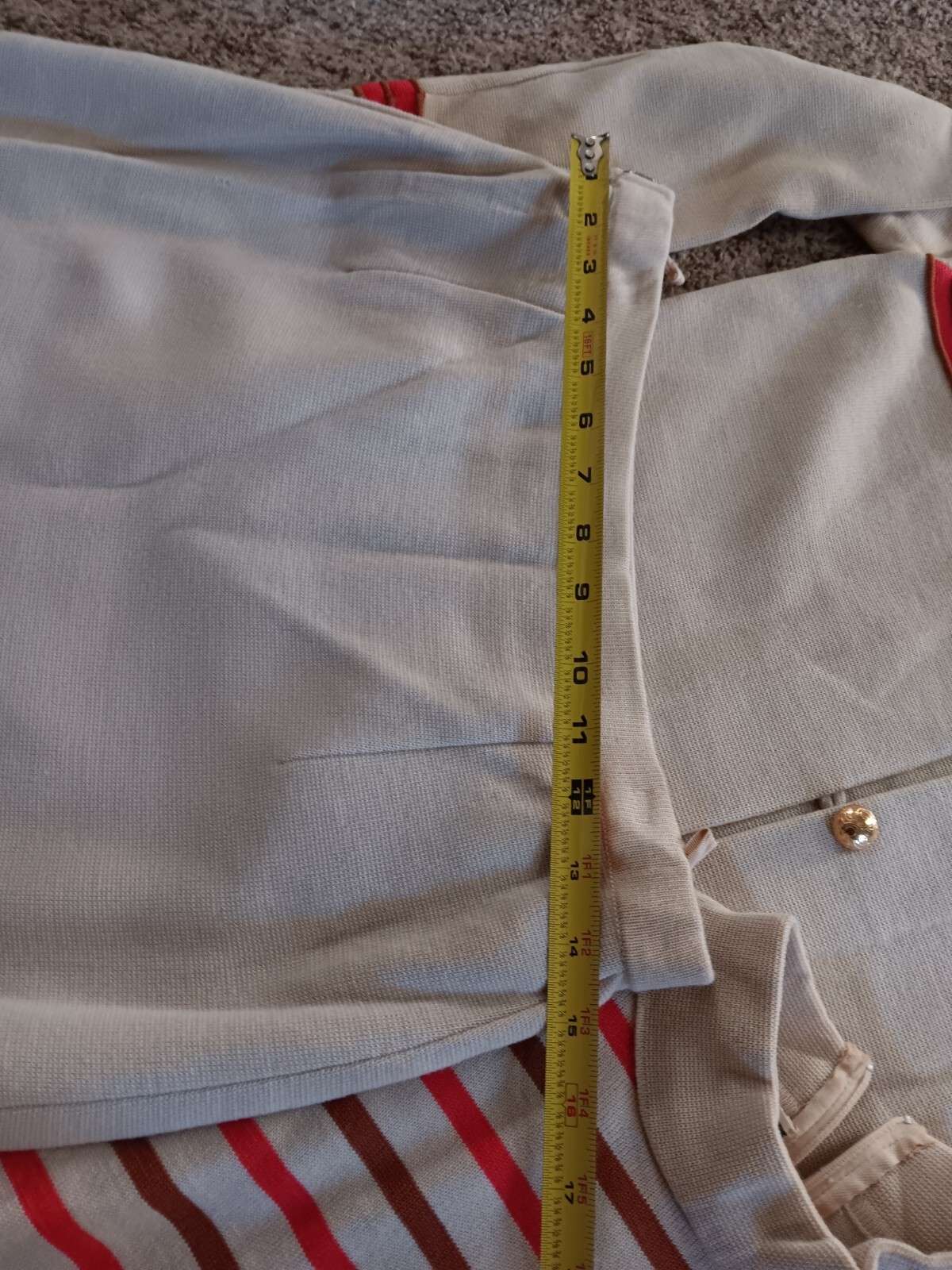 Vtg Gina Teresa Wool Skirt Set 3pc Tan Orange 14 Hong Kong NWT 60s 70s Fits L