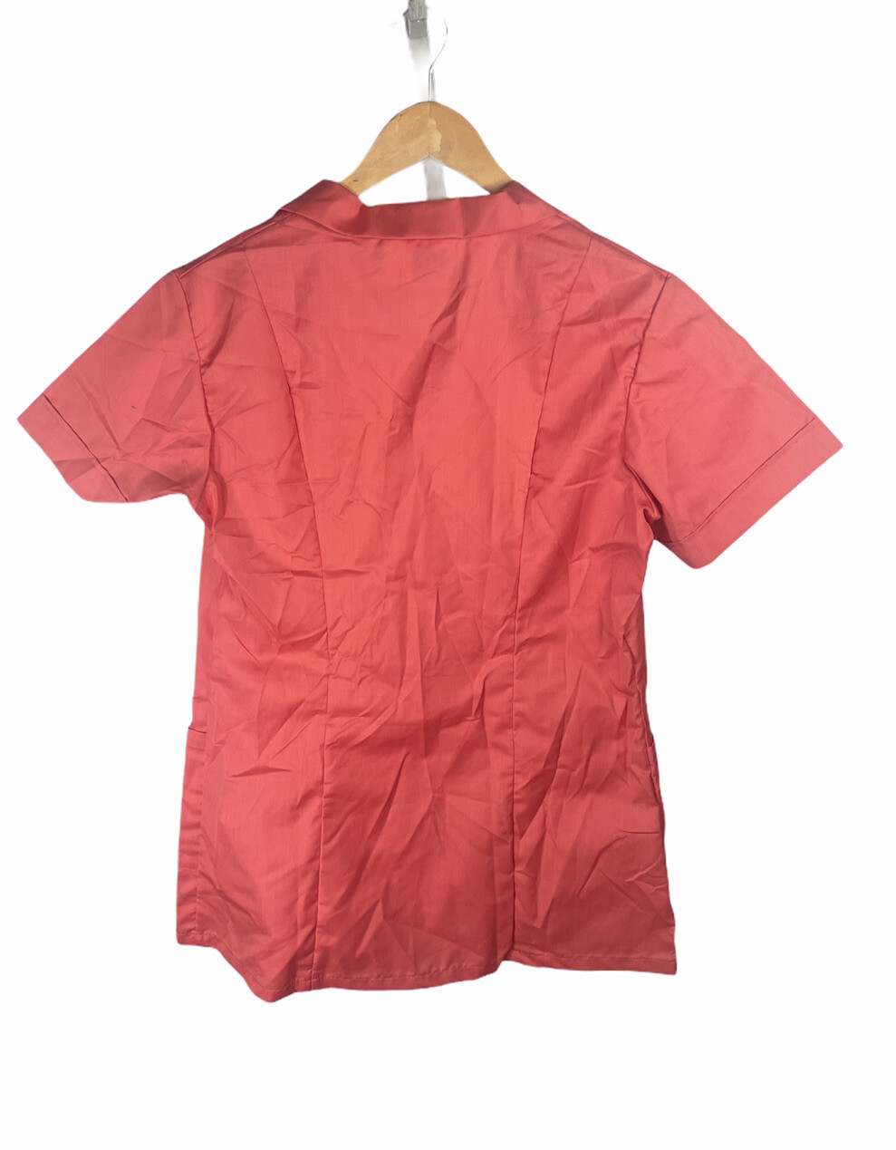 Vintage 70s Fashion Seal Shane Collared 2 Pocket Peach Nurse Scrub Shirt Size 18
