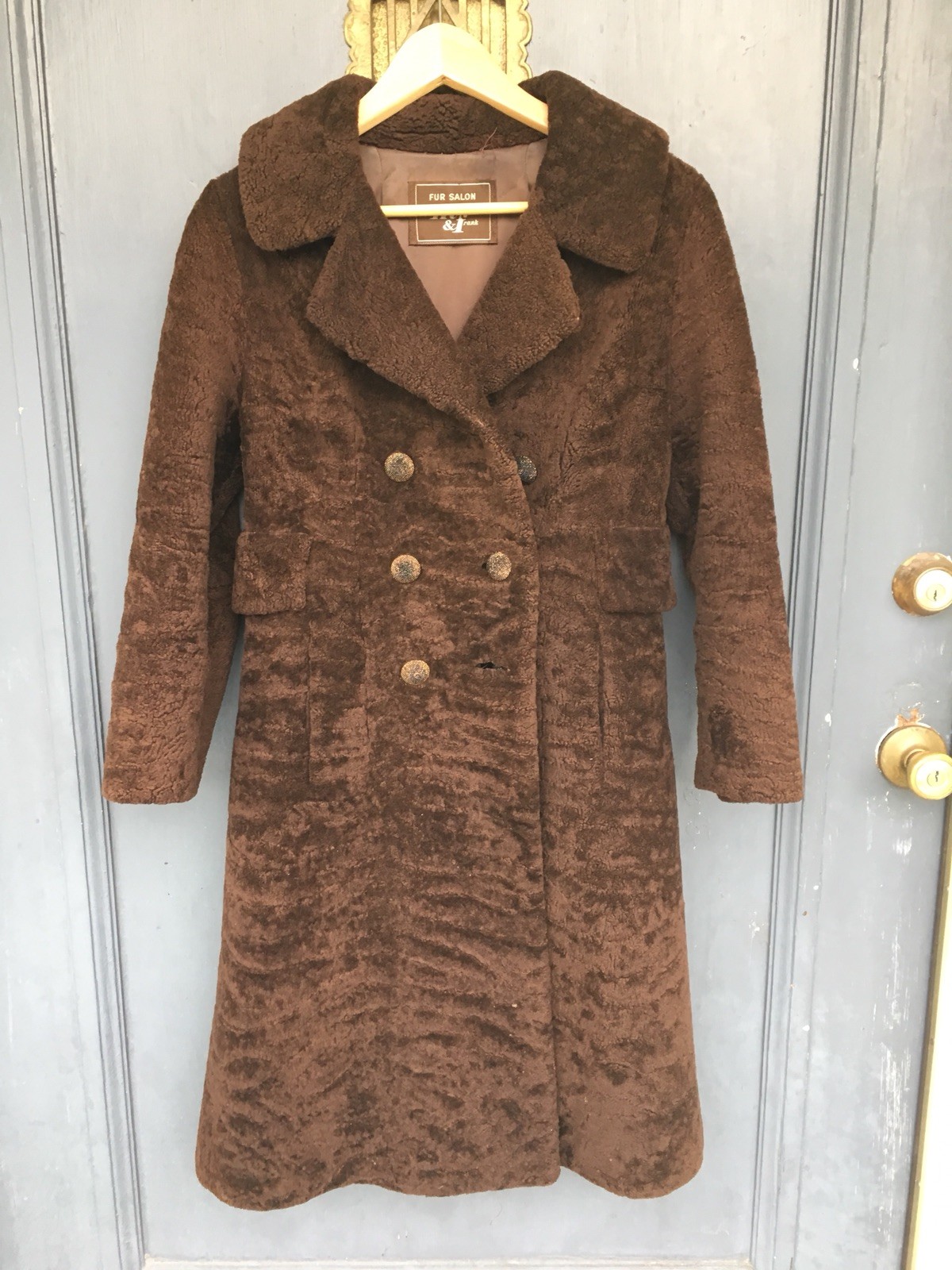 Vintage Meier and Frank 50s 60s Fur Salon Sheepskin Teddy Bear Coat Small 