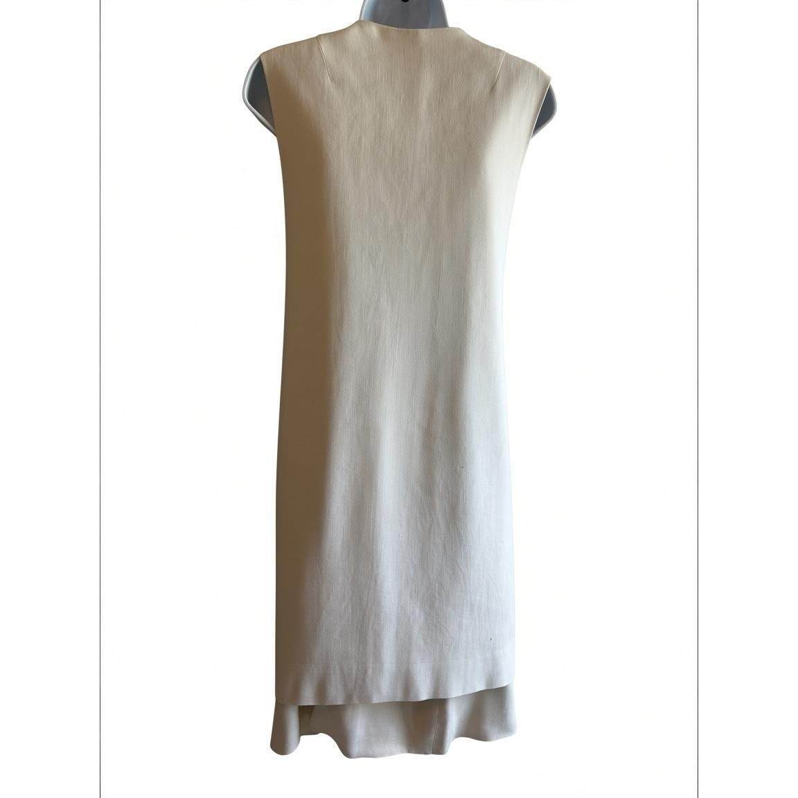 Vintage 60s Linen Tunic Skirt Set Margarets Lubbock Cream Mother of Pearl Mod 4