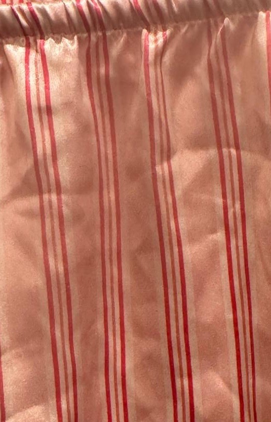 VTG 80’s CRUZ Pink/Red Striped Satin Elastic Waist Laced Cuffs Pajama Pants L