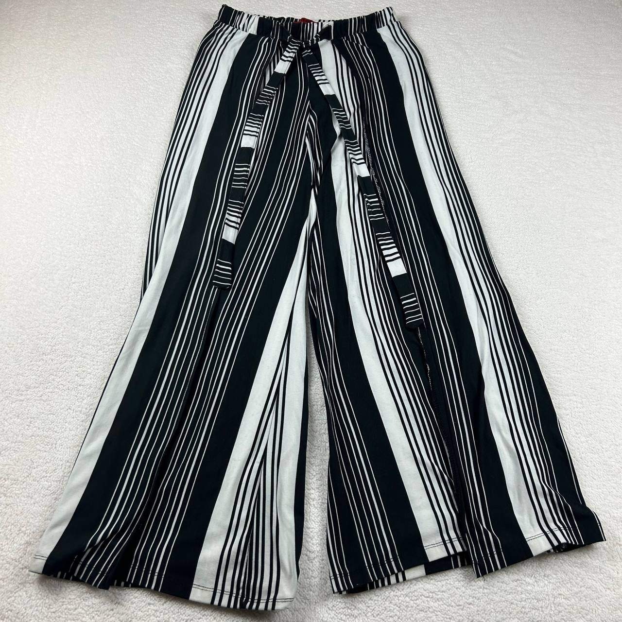 Vintage Hot Kiss Brand Womens High Waist Wide Leg Palazzo Pants Small Striped
