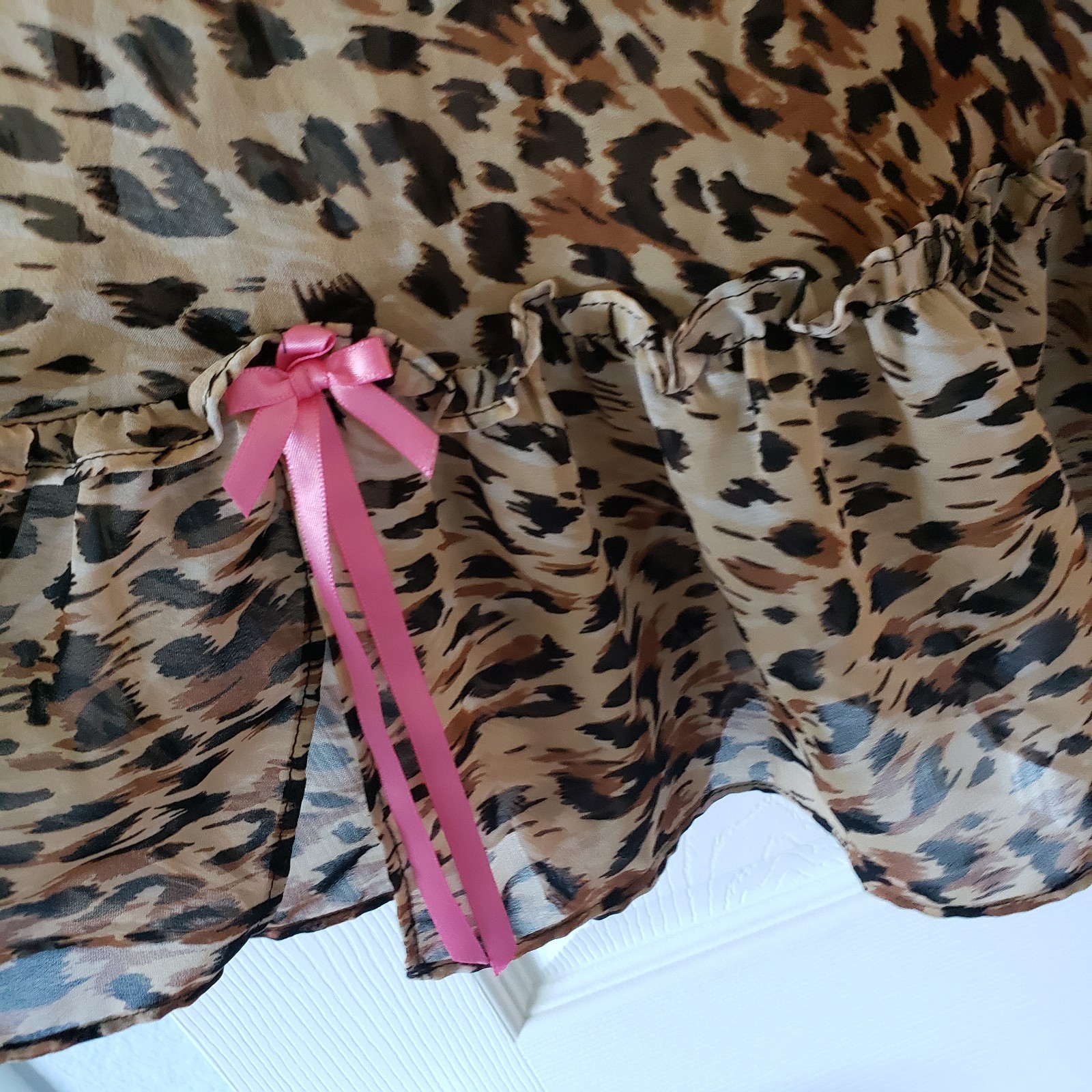 Betsey Johnson Intimates Milk Maid Ruffle Leopard Dress Party Boho Medium