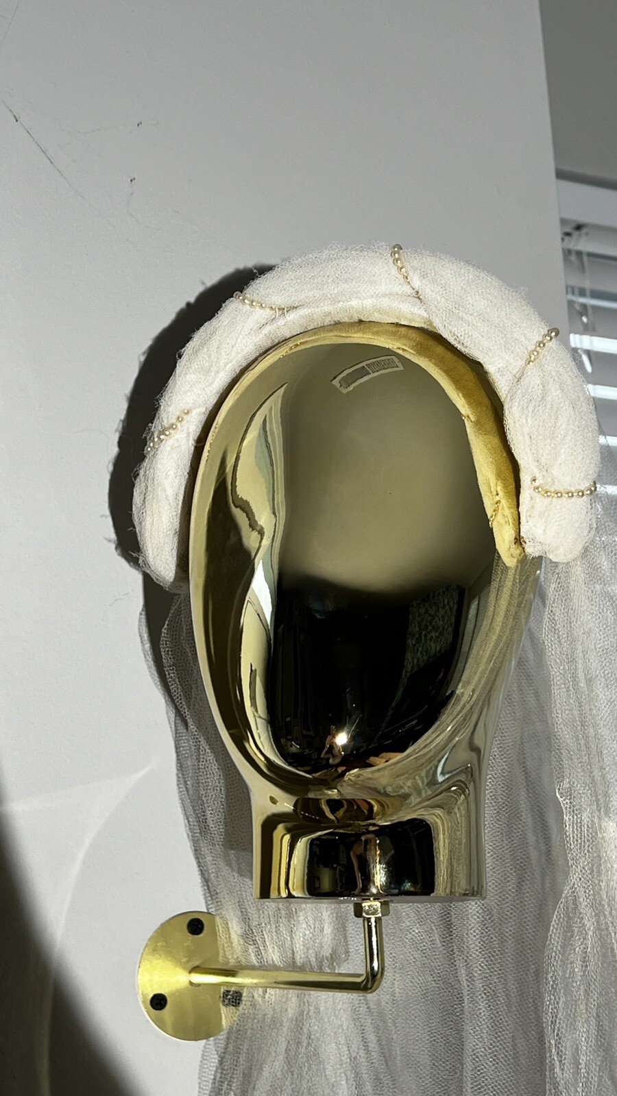 Vintage 30s 1940s White Rolled Mesh Net Pearl Wedding Headband Bridal Headpiece