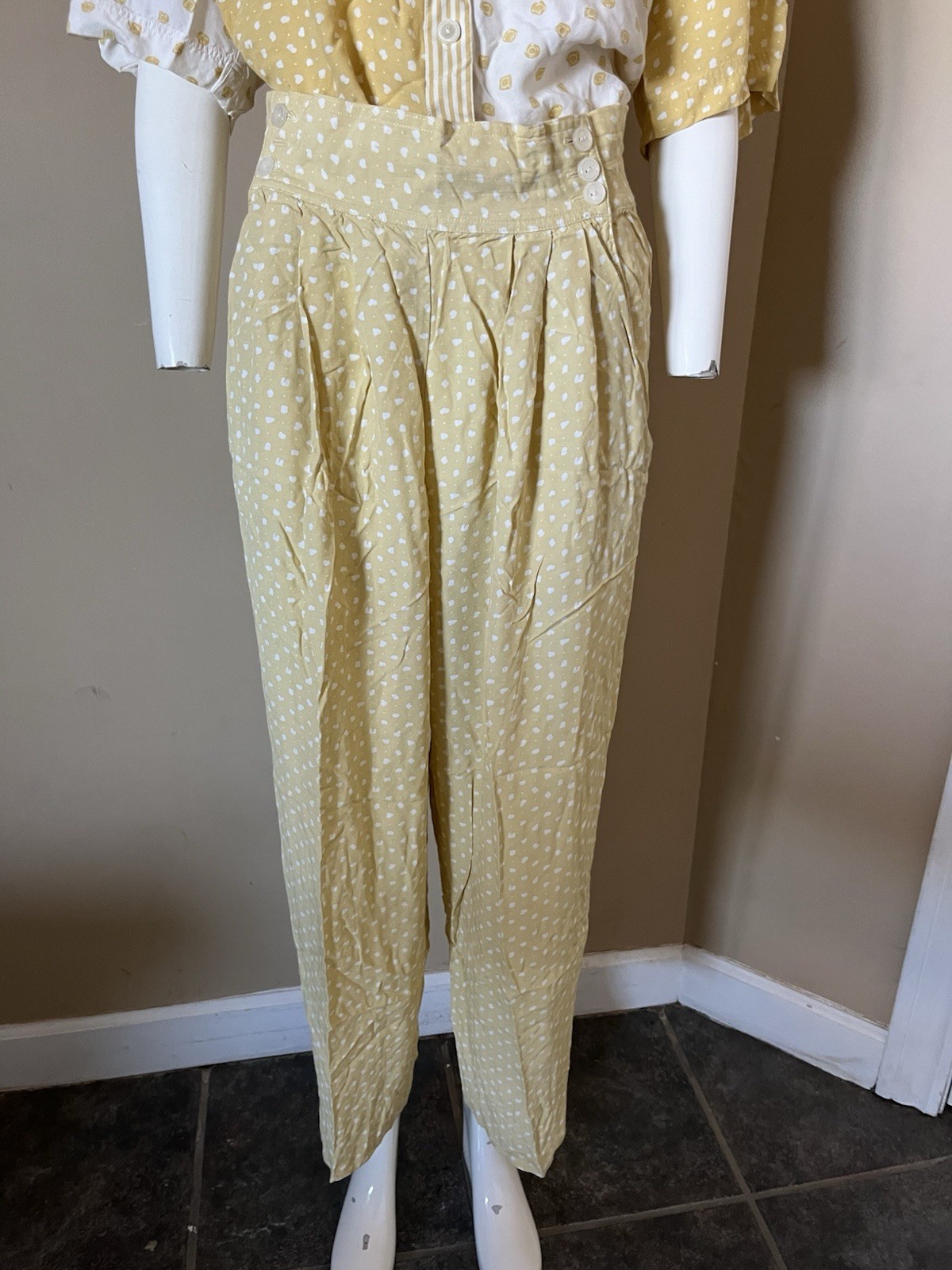 Vtg Counterparts 2pc 80s 90s Outfit Pants & Shirt Womens Sz 14 Retro Print Style