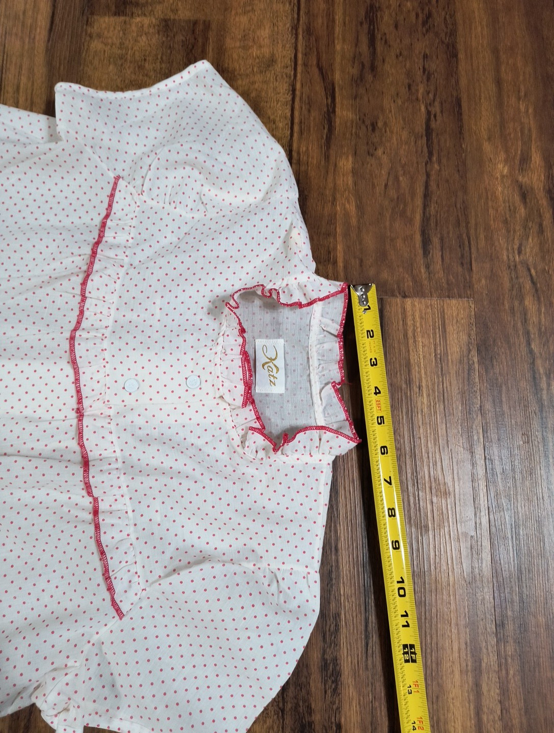 Vintage Katz Button Up White With Red Polka Dot Pajama Top Medium?