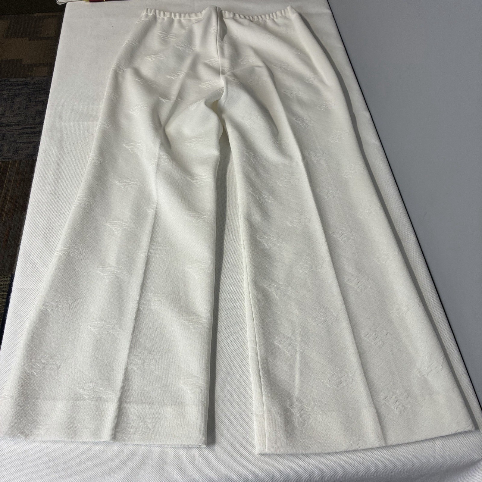 Vtg 60s 70s Bleeker Street Women Pant Set Sz 16 M/L White Textured Wide Leg Mod