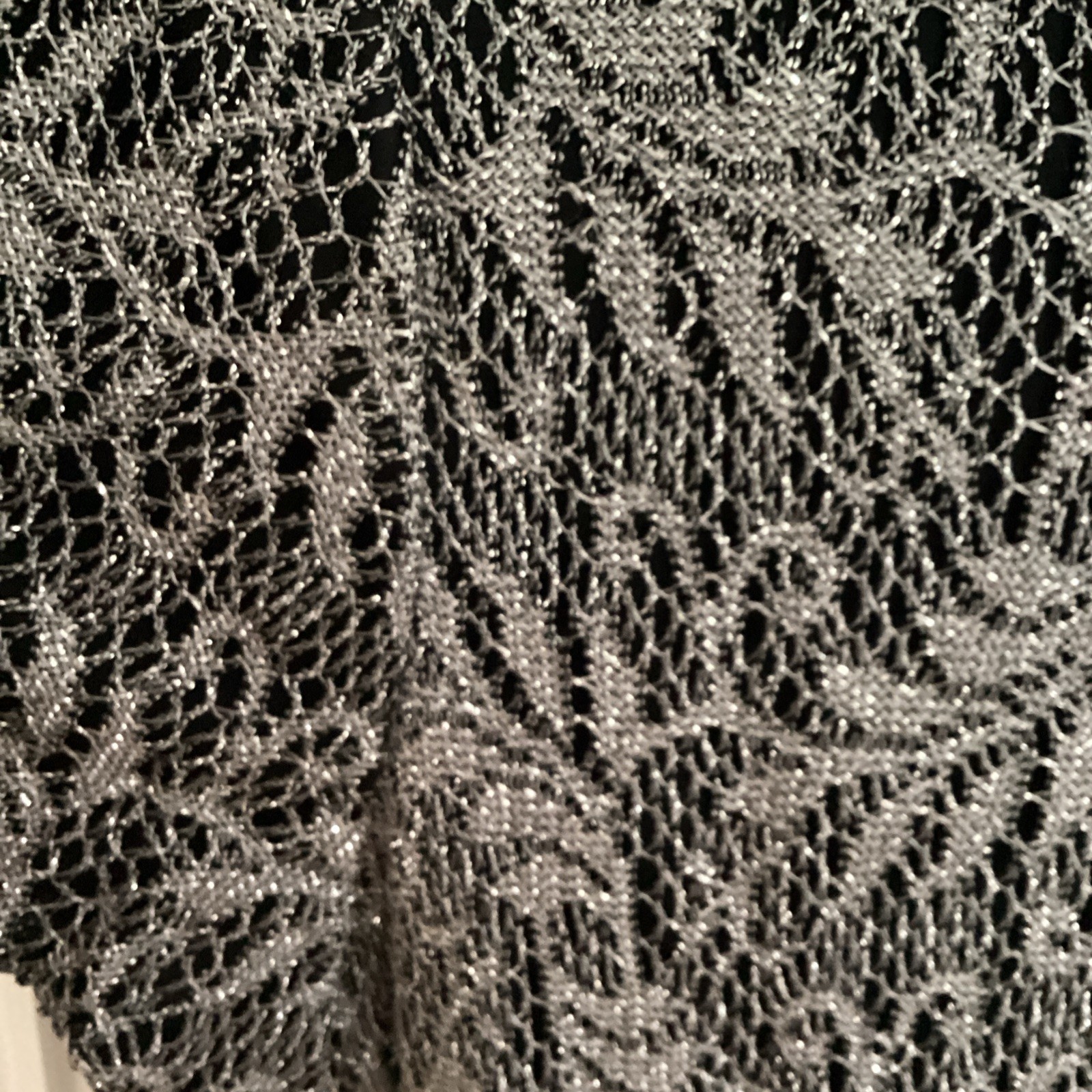 Vtg Jessica Howard Metallic Silver And Black Lace Maxi Dress Size 14 NWT