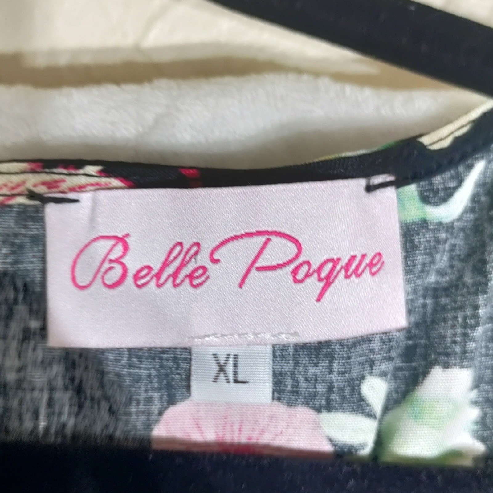 Belle Poque Floral Fit and Flare Dress XL Black Pink Sweetheart Retro Rockabilly