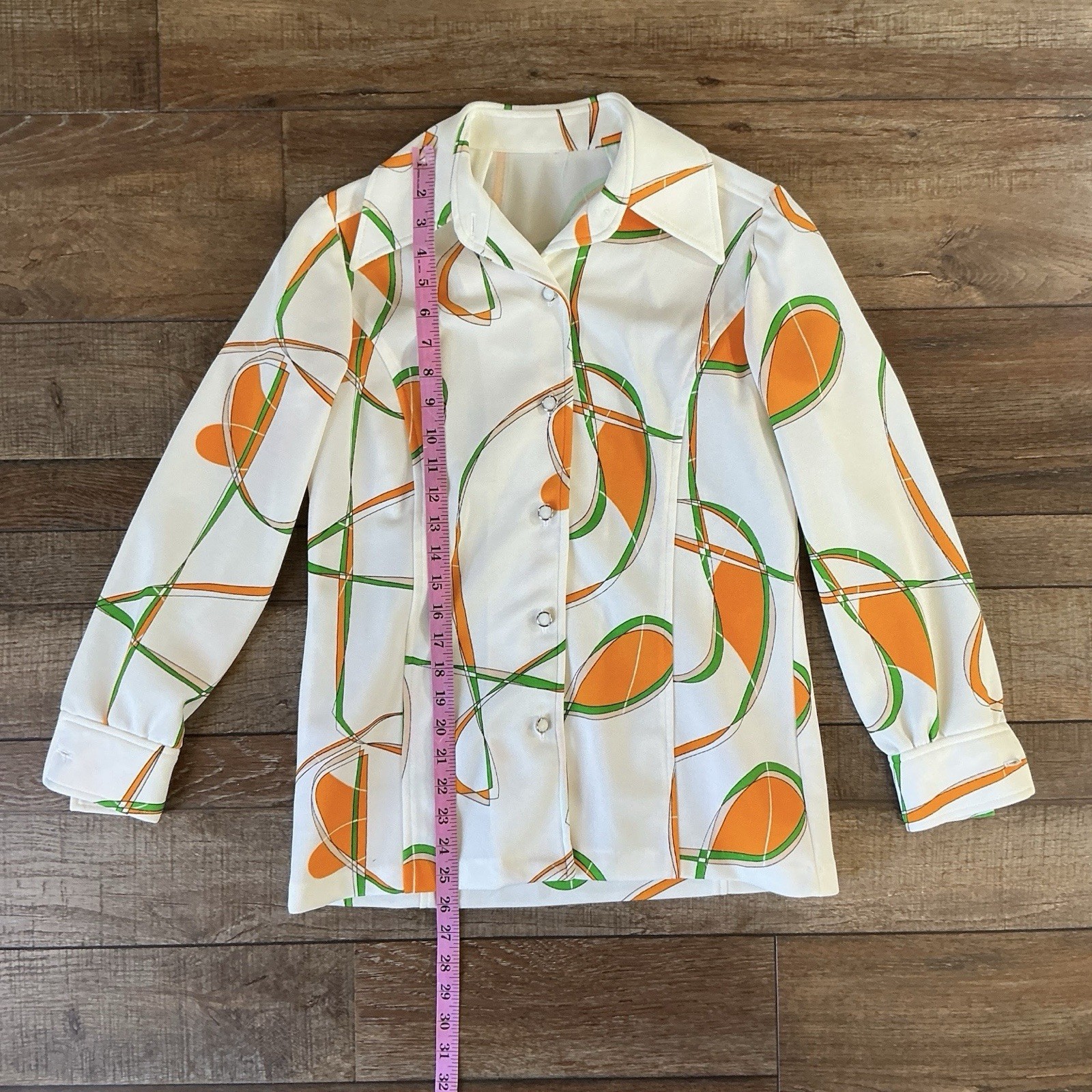 70s VTG Alex Garay Ltd Trevira Orange Green Mod Jacket Vest Set Size S/M #38D4