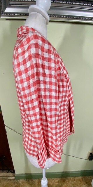 Alberto Makali Swing Blazer Jacket Women’s Size S Vintage Gingham Coral White