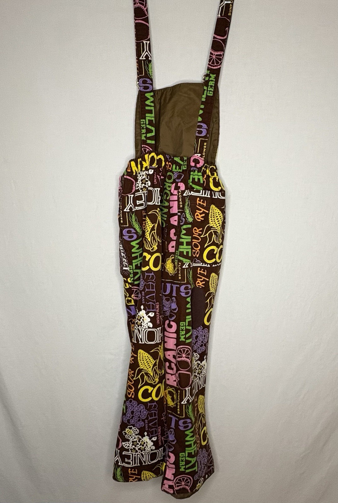 Vintage 60s Organic Farm Themed Bib Overall Snow Board Ski Pant , Swing West