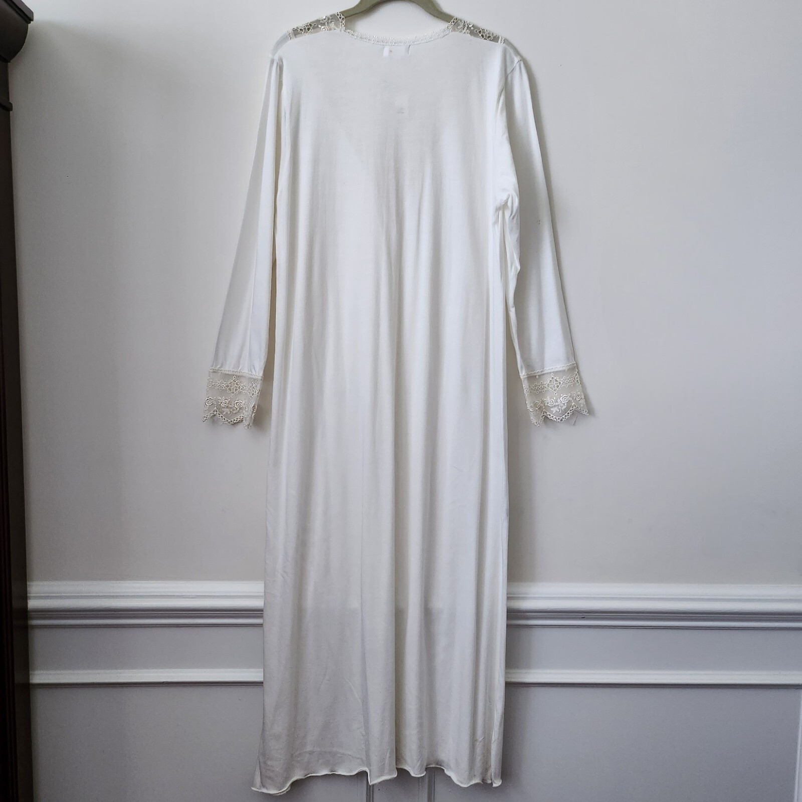 Vintage Maria Scotto Made in ITALY, Laced Long Sleeves Cotton/Modal Nightgown S