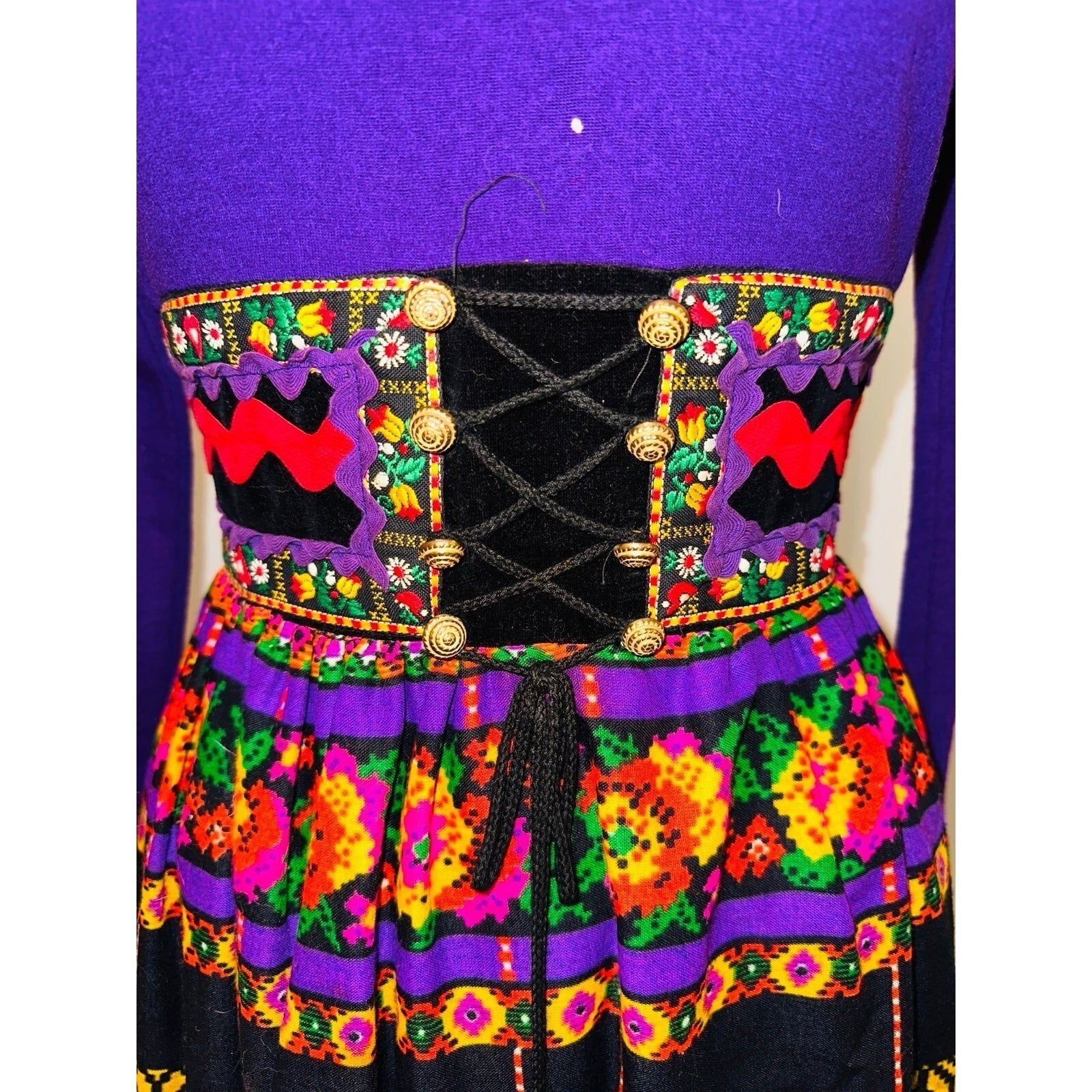 C5 Vintage Howard Wolf Maxi Dress Renaissance Revival Corset Style 10 Purple