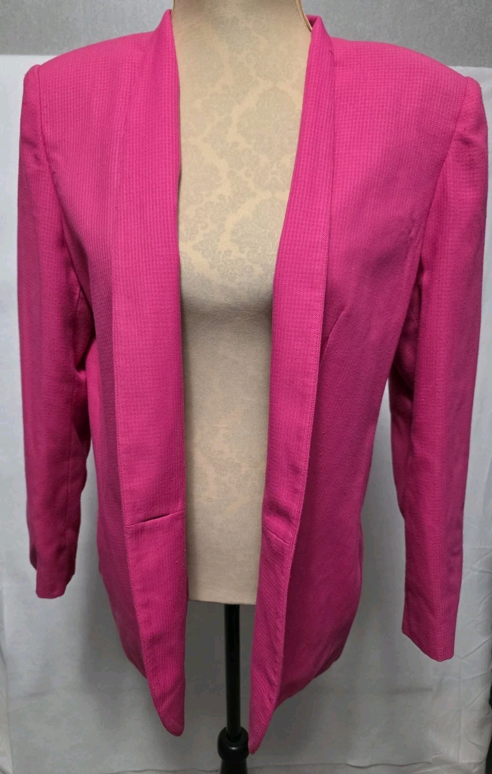 Vintage HBS Ltd. Hot Pink Blazer Womens Size 12 Career Jacket Shoulder Pads