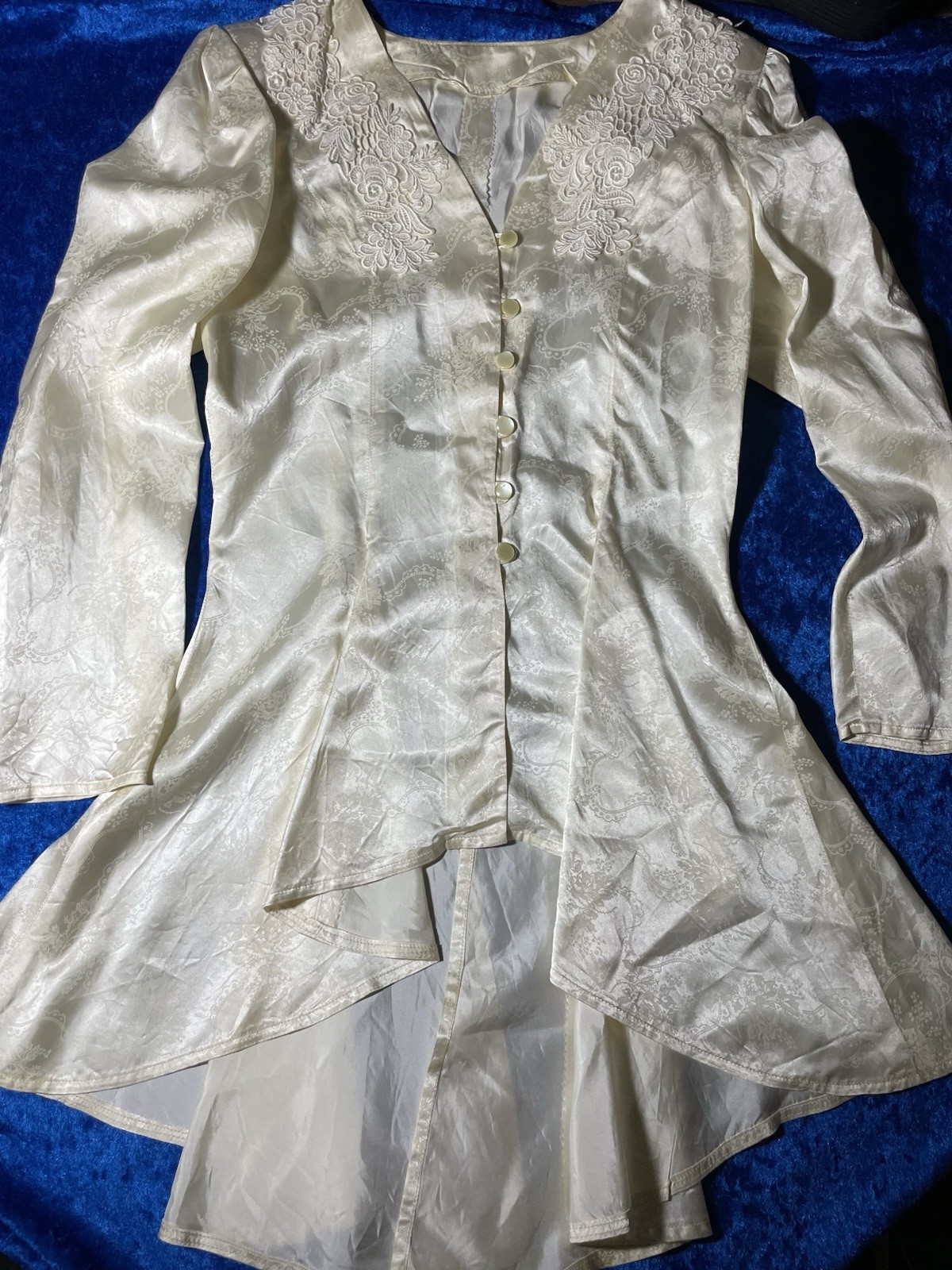 Vintage Satin Victorian Wedding Top Skirt Buttons Handmade Cosplay Renaissance