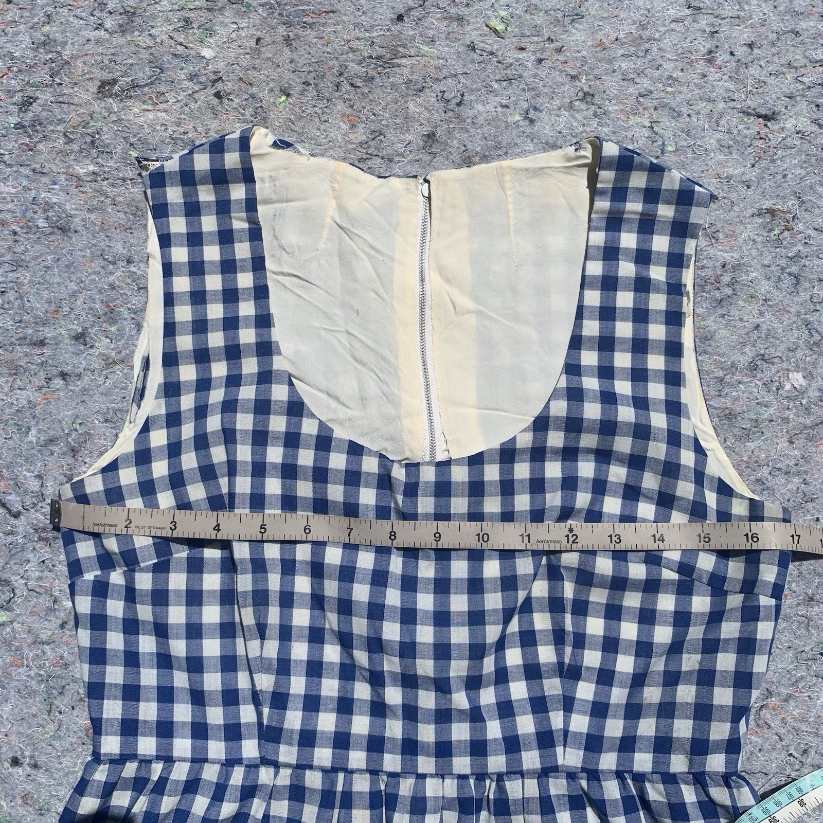 As Is vintage 50s blue gingham cotton sleeveless straight maxi dress cottage