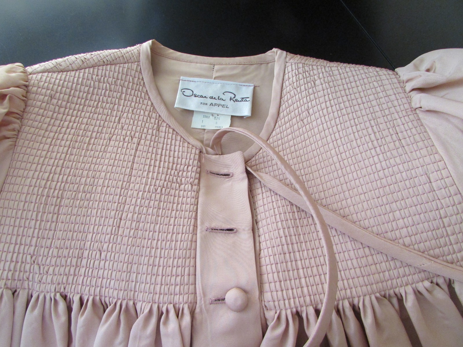 VTG 1970s Oscar de la Renta for Appel Peach Taffeta Maxi Coat Dress S