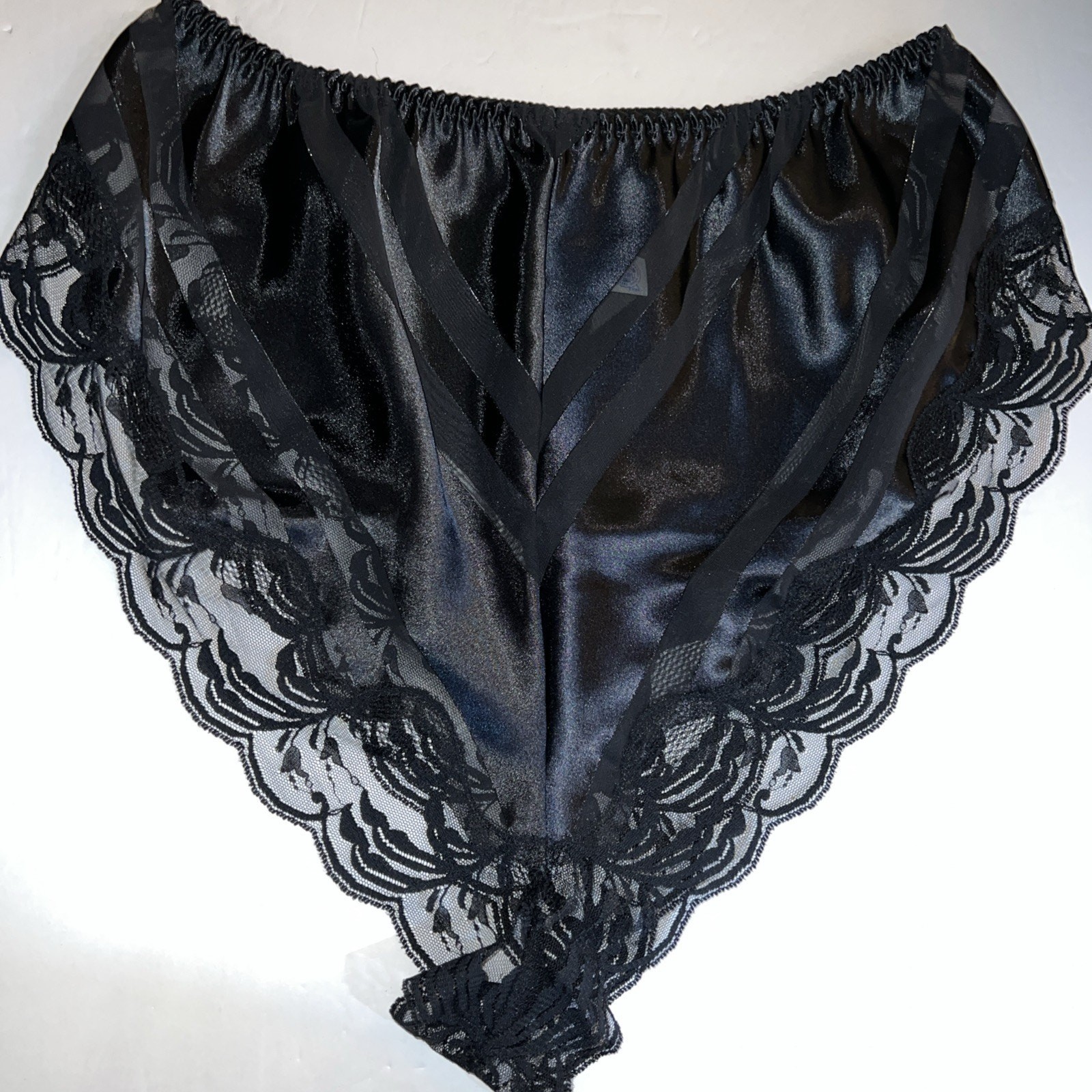 Vtg Maidenform Chantilly Panties Black Lace Trim Women’s Sz 7 A La Carte 93612