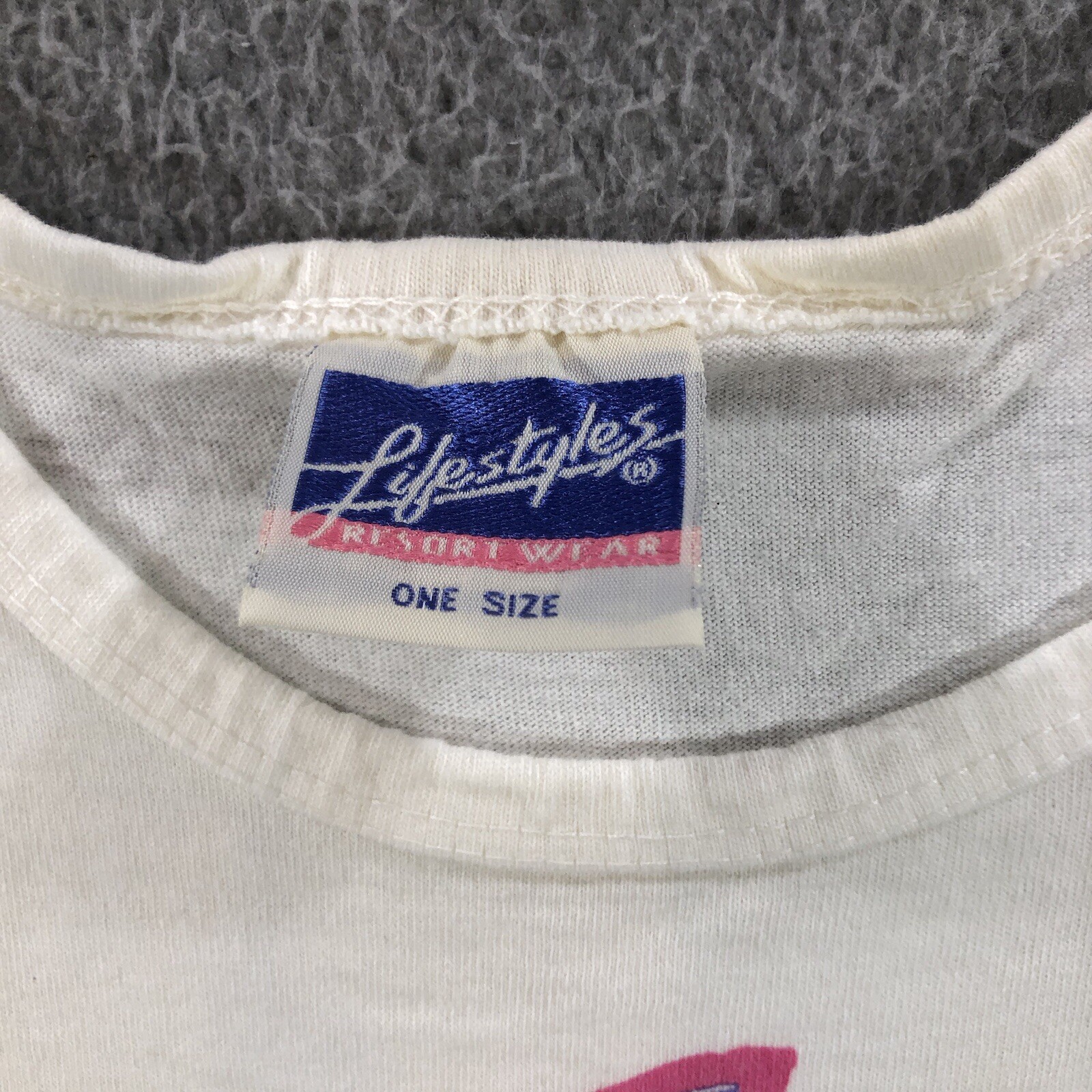 Vtg 90’s Lifestyles Resort Wear Tank Top Women’s One Size Cropped White Fish
