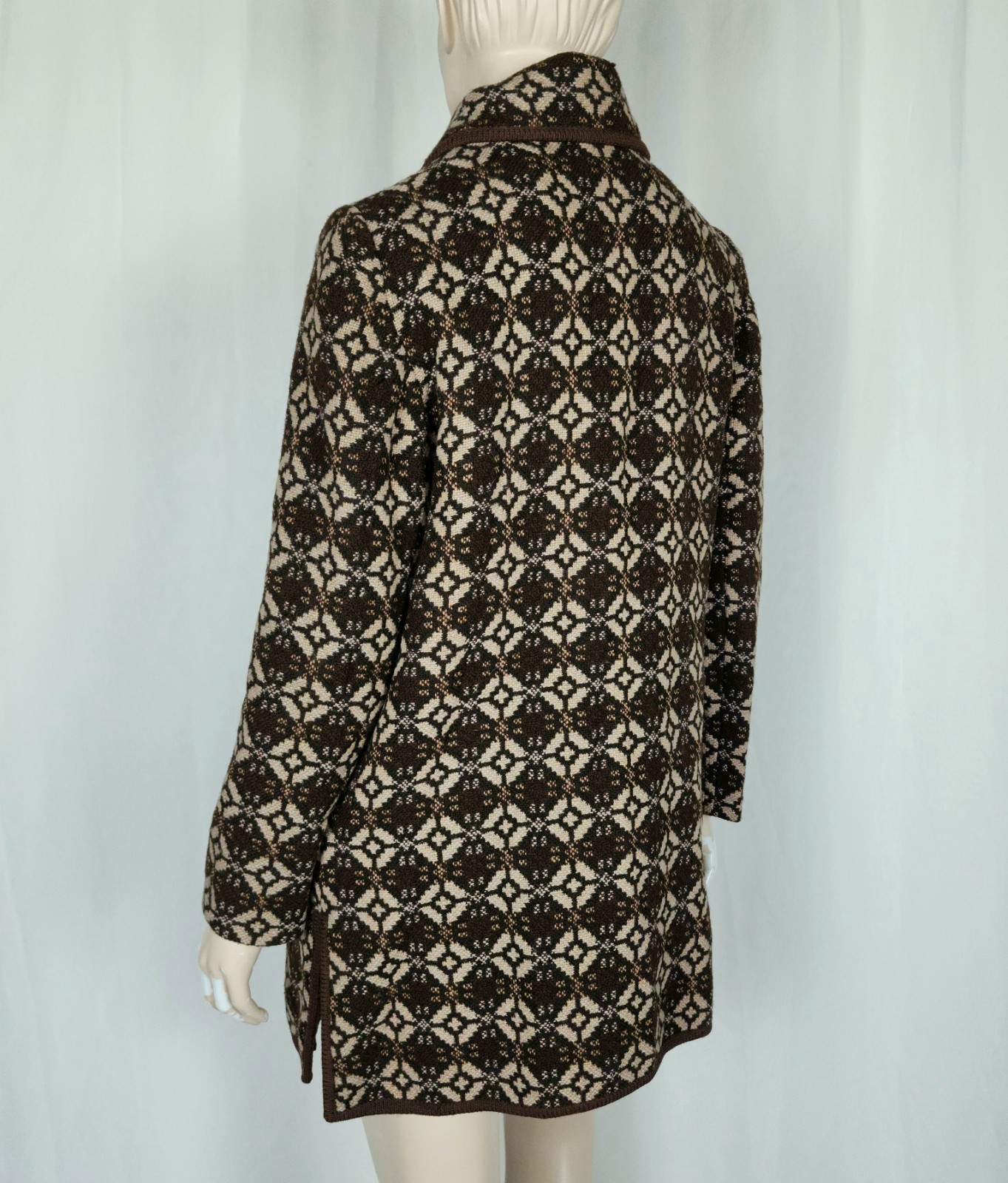 Vtg Welsh Woollens wool tapestry coat SM made in Great Britain Jon Ro