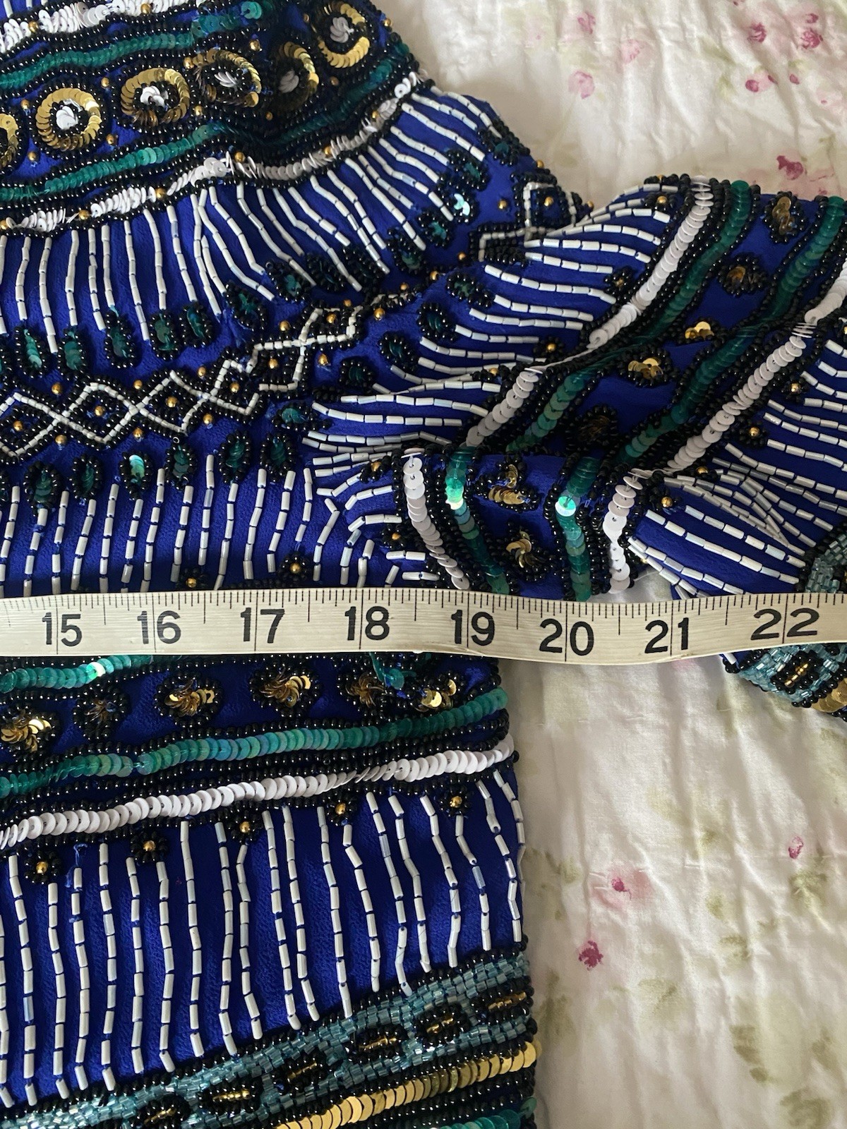 Stunning Vintage Beaded Blue Silk Jacket Niteline by Della Roufogali