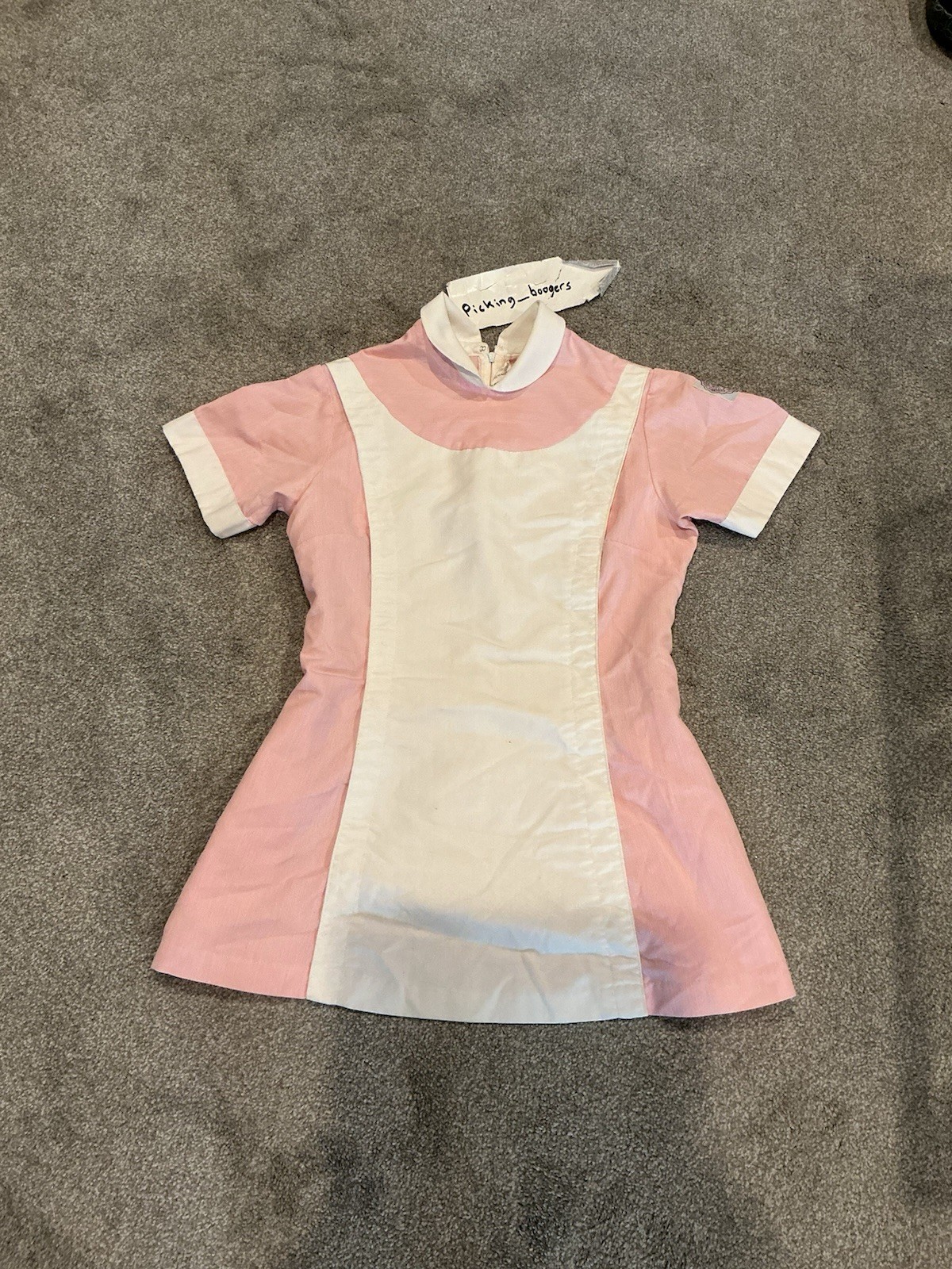 Vintage Snowhite Milwaukee Nurse Top dress Uniform Pink/White