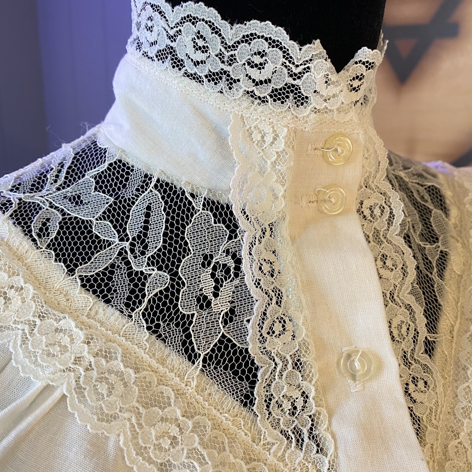 Vintage 80s Does Victorian California Connection Lace Praire Dark Romance Blouse