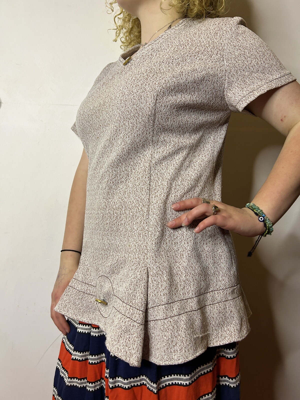 Vintage Australian 1980s Carmen Jones Treilon Ladies Blouse Art Deco Peplum AU14