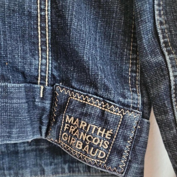 Y2K Vintage Marithé + François Girbaud blue denim jacket with applique.