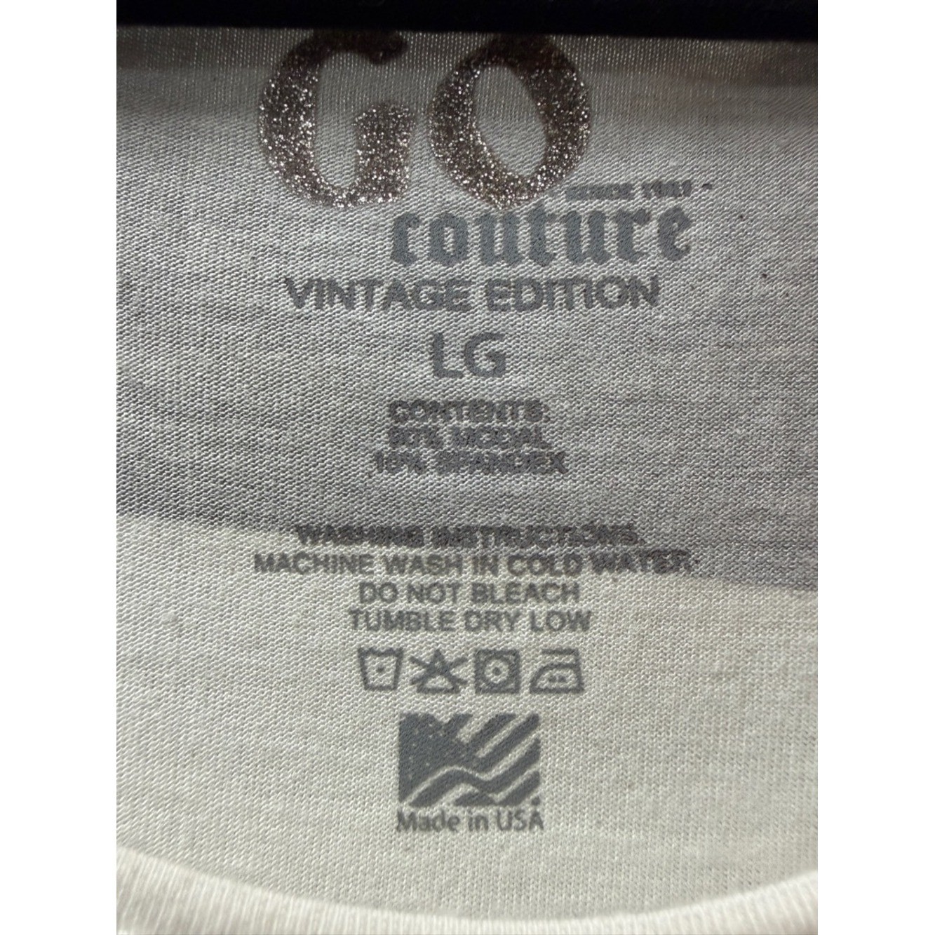 Go Couture Vintage Dolman Sleeve Gray and White Tee Large