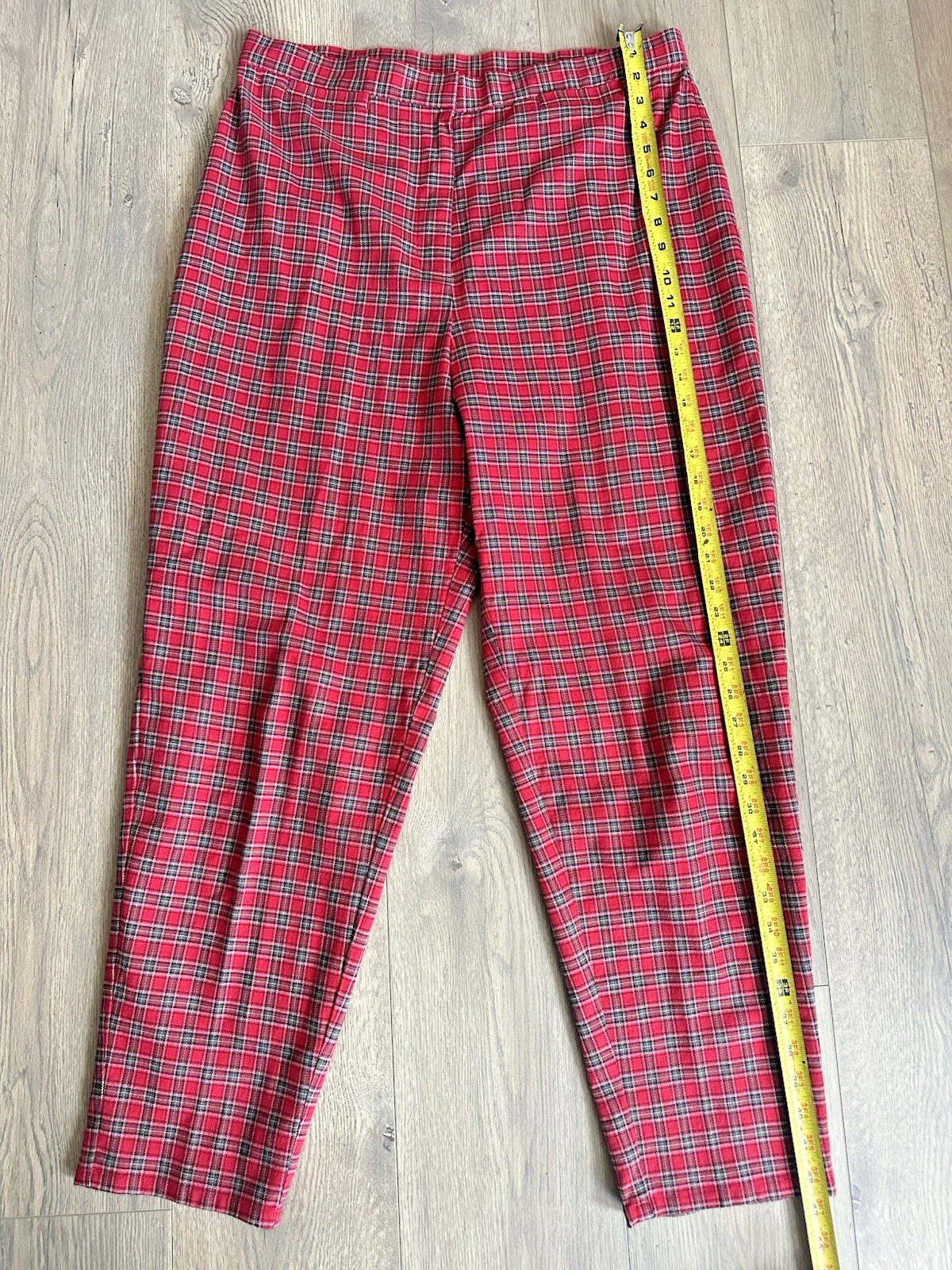 Vintage 90s Susan Bristol Sz 16 Red Plaid Cotton Classic Preppy Tartan Pants