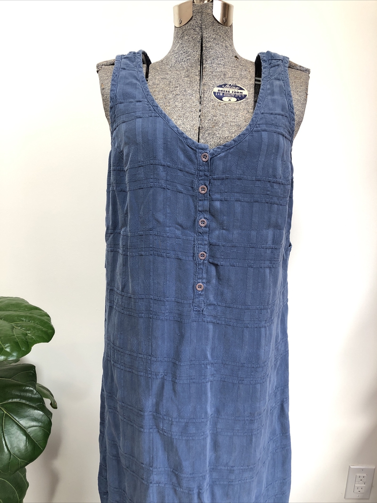 Vintage 90s Democracy Maxi Dress Grown In The USA M Minimalist Blue