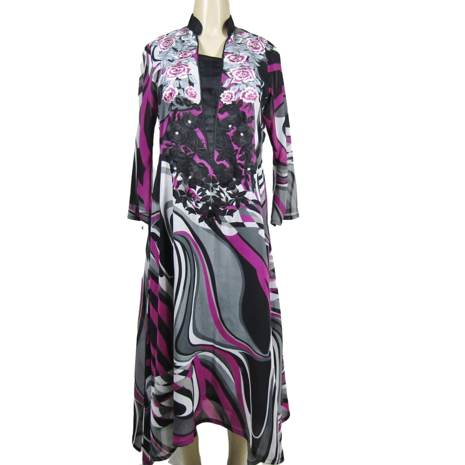 VTG 70s Groovy M L Mod Psychedelic WHIMSIGOTH Art to Wear Midi Purple Dress