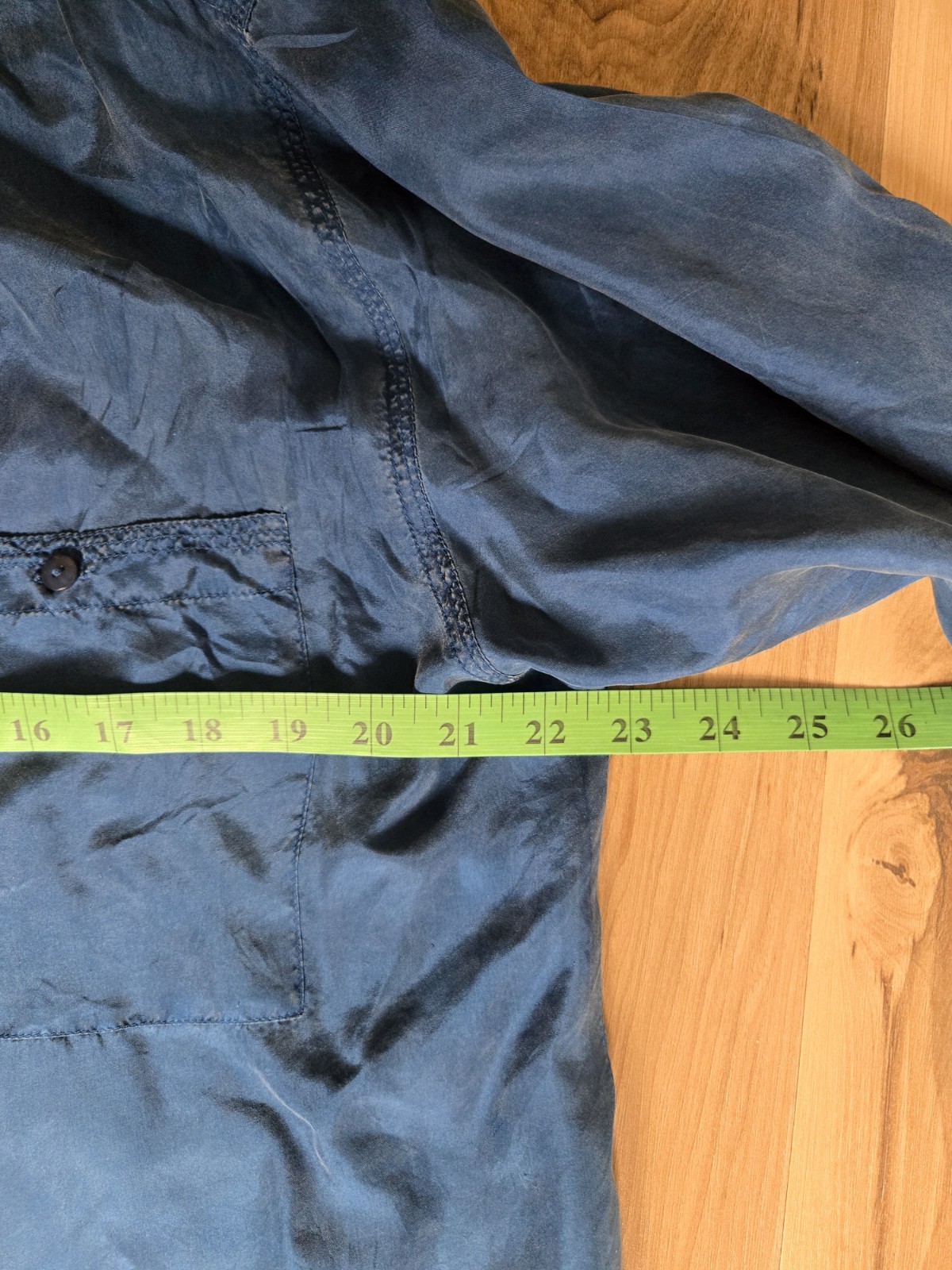 Louise Paris Women Vintave Shirt/szM/dark Blue/oversize/silk/pockt/botton/blouse