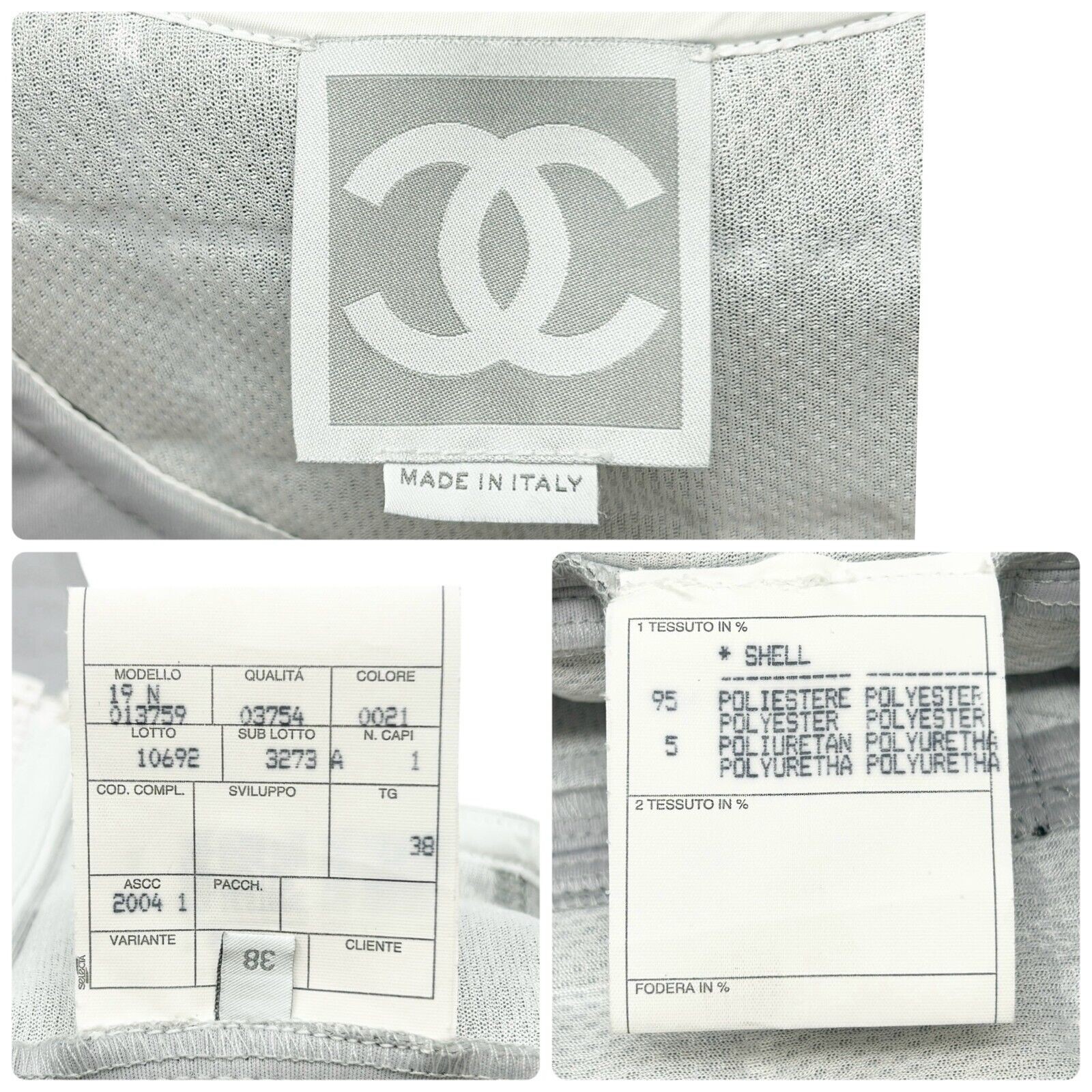 CHANEL Vintage 2004 CC Mark Logo Jacket Vest #38 Gray Black Zip 104147