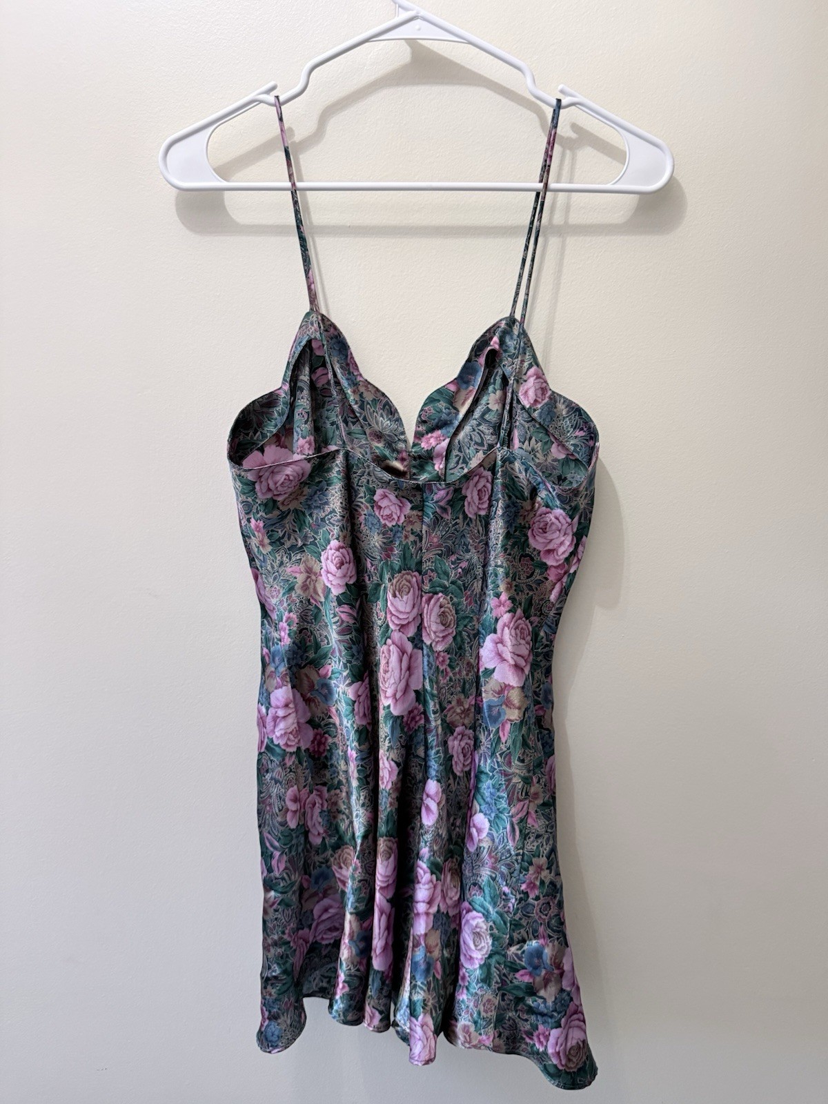 Vintage Lingerie Slip Romper Paisley Floral Teddy Bodysuit Cottage Whimsy Goth S